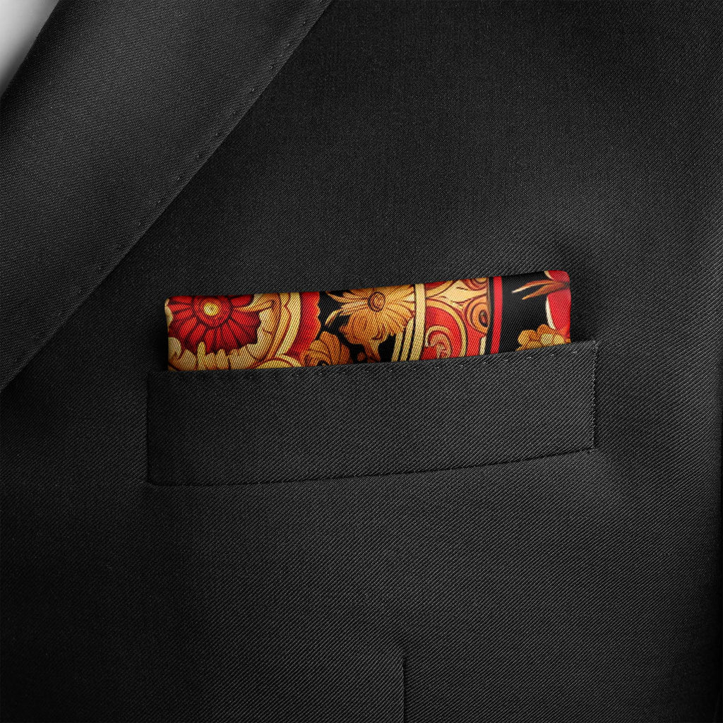 RED PERSIAN ART SILK POCKET SQUARES