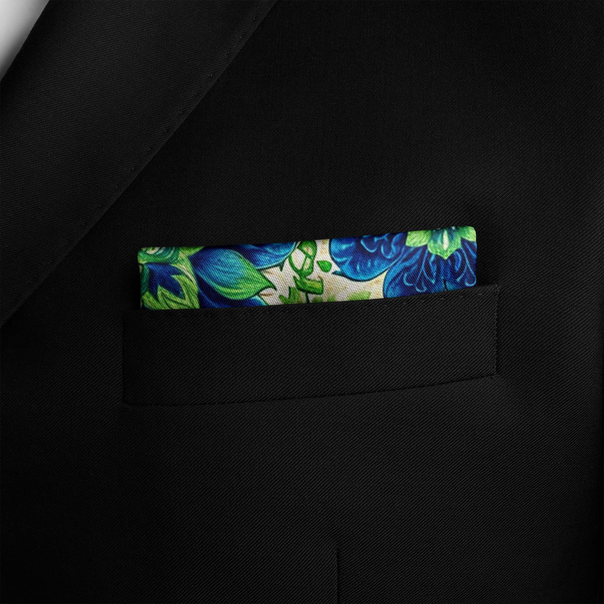 ELEGANT ABSTRCT FLORAL SILK POCKET SQUARE