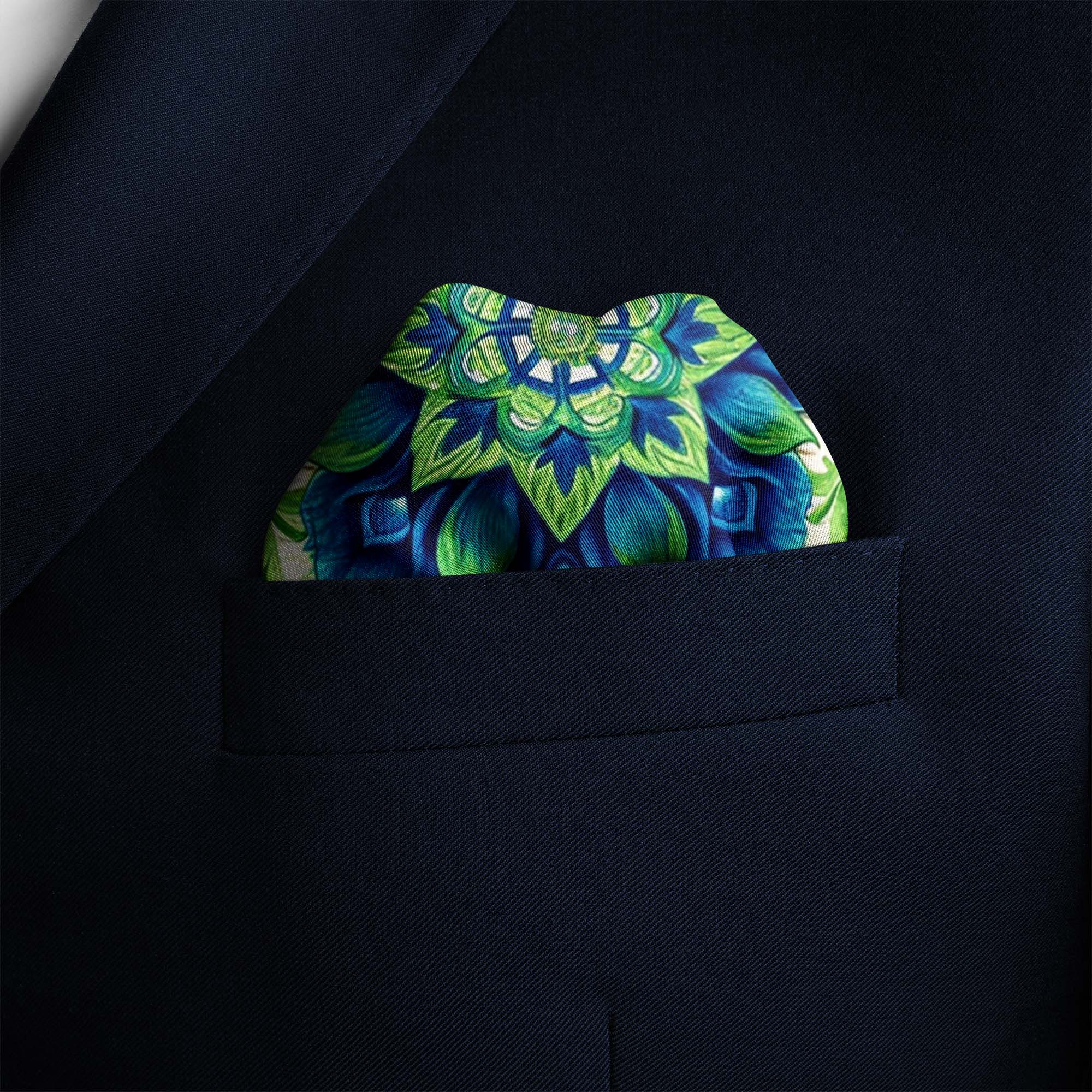 ELEGANT ABSTRCT FLORAL SILK POCKET SQUARE