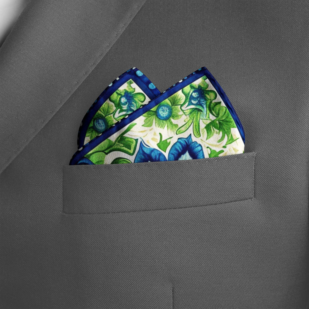 ELEGANT ABSTRCT FLORAL SILK POCKET SQUARE