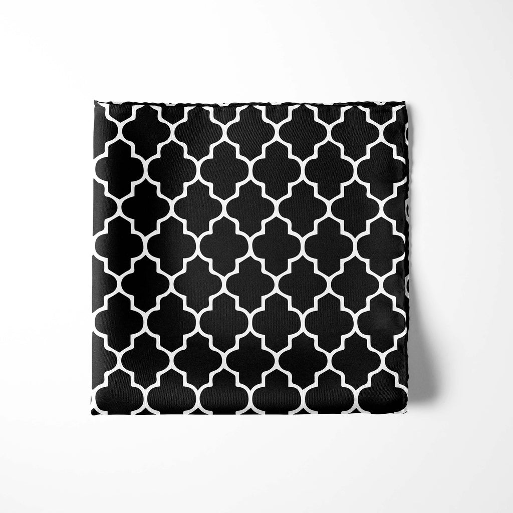 SILVER GEOMETRIC SILK POCKET SQUARE