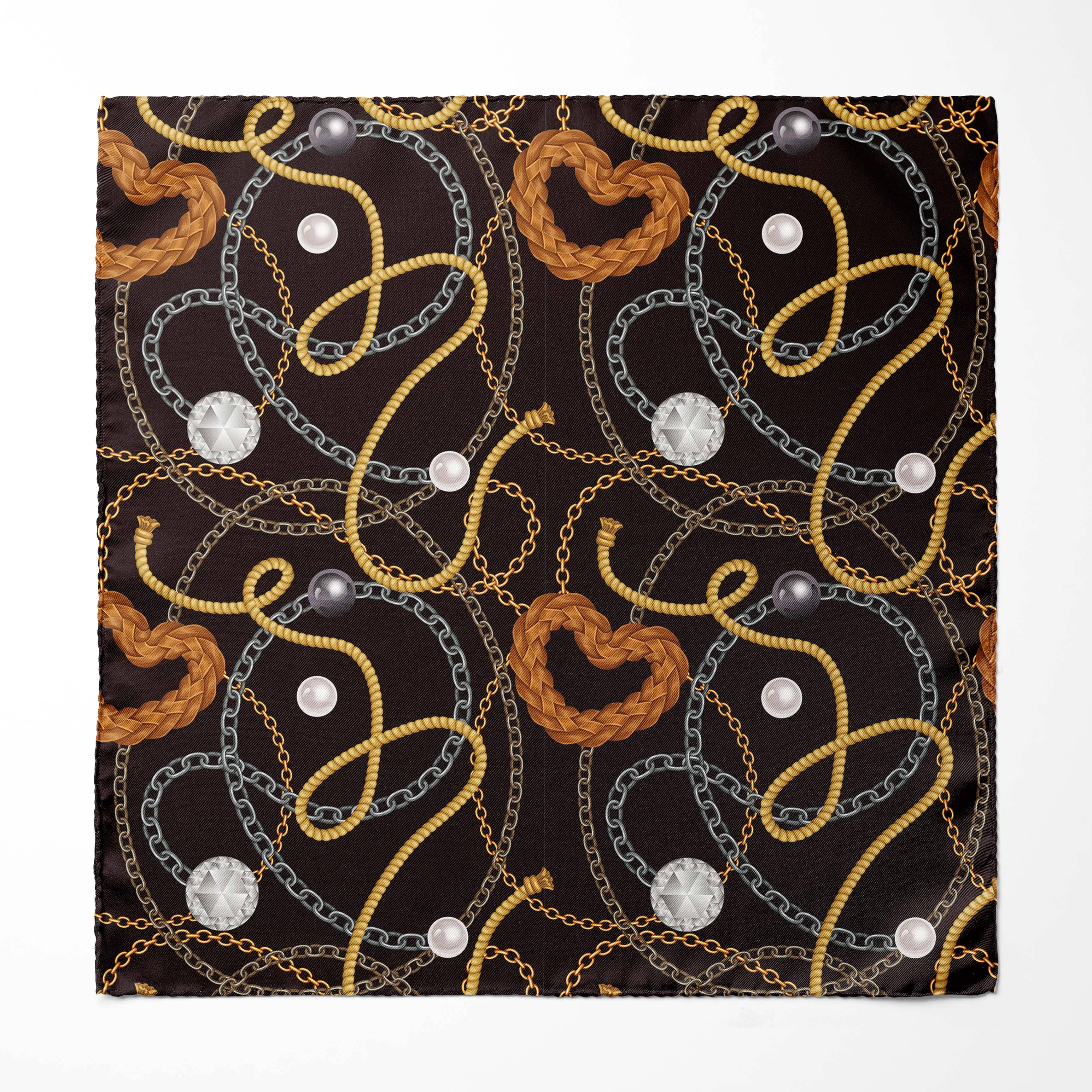 SEAMLESS CHAIN PATTERN SILK POCKET SQUARE