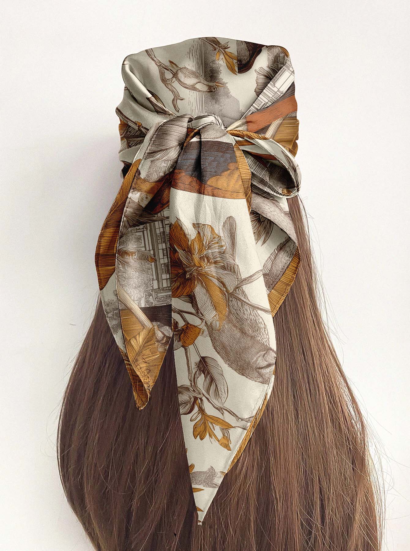 ROYAL BOTANICAL AVIARY SILK HEAD SCARF