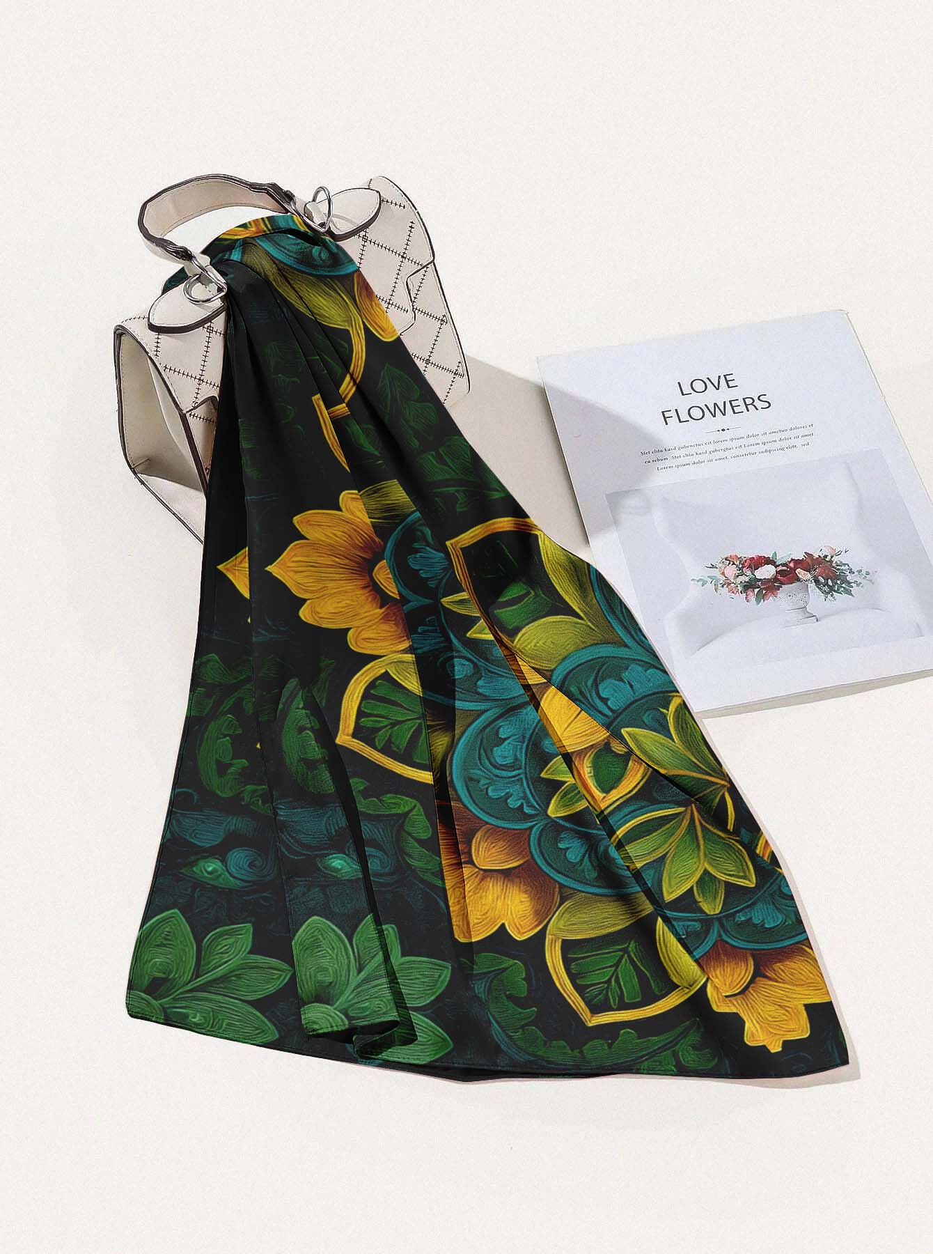 A VIBRANT MANDALA SILK HEAD SCARF