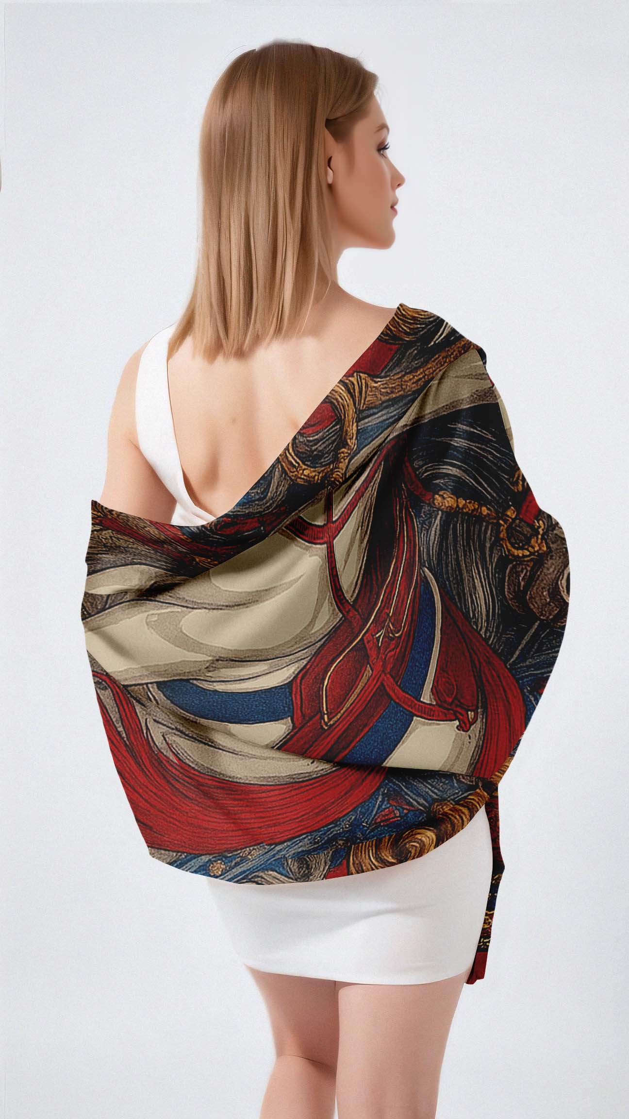 ARAFED HORSE SILK LONG LADIES SCARF
