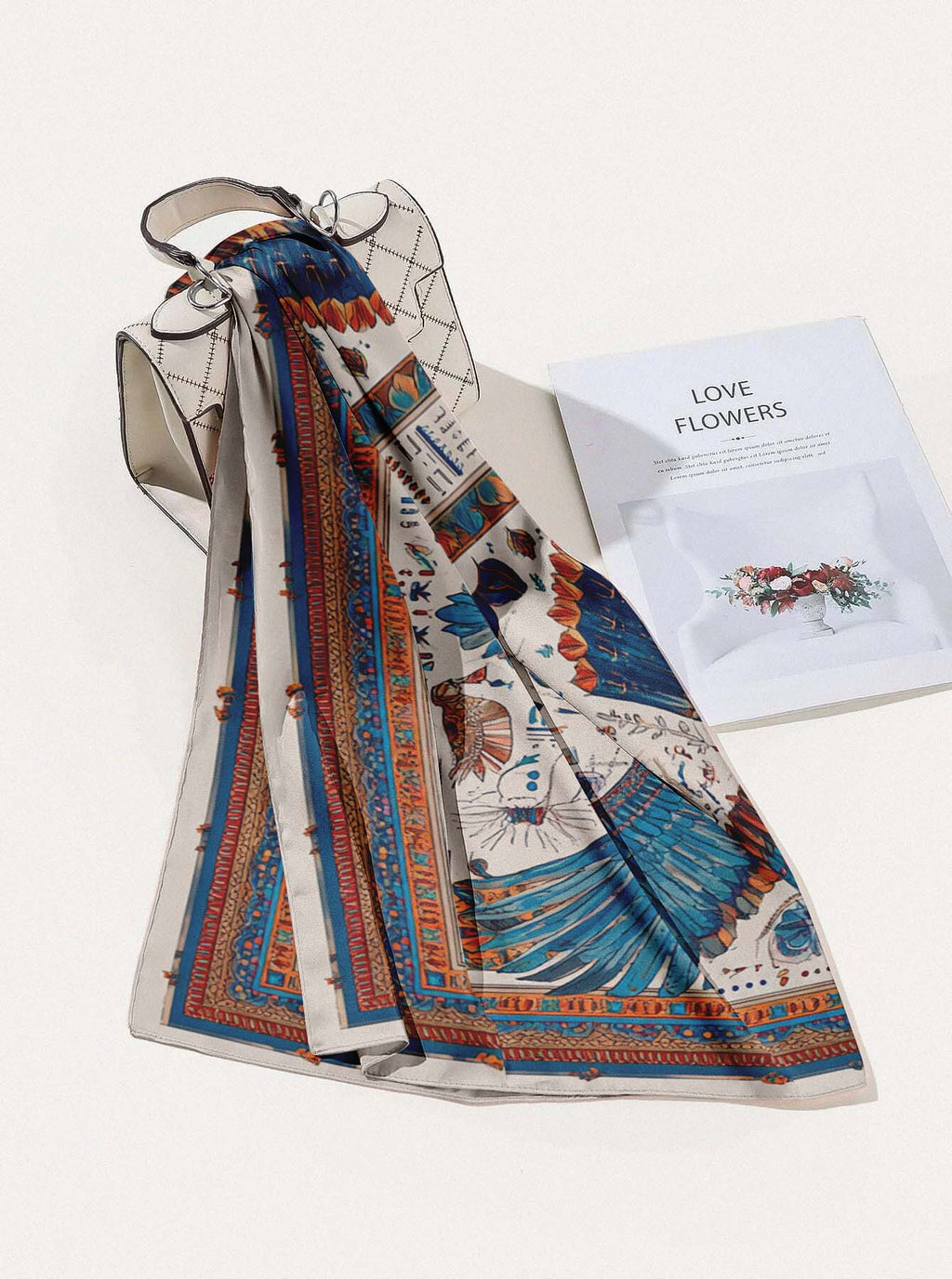 EGYPTIAN EAGLE SILK HEAD SCARF