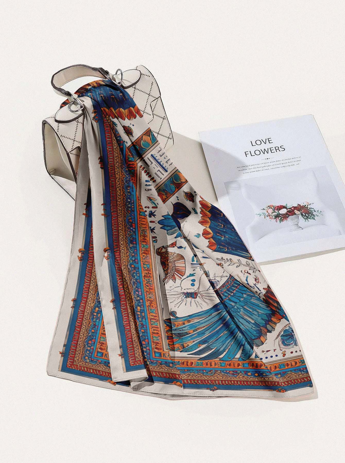 EGYPTIAN EAGLE SILK HEAD SCARF