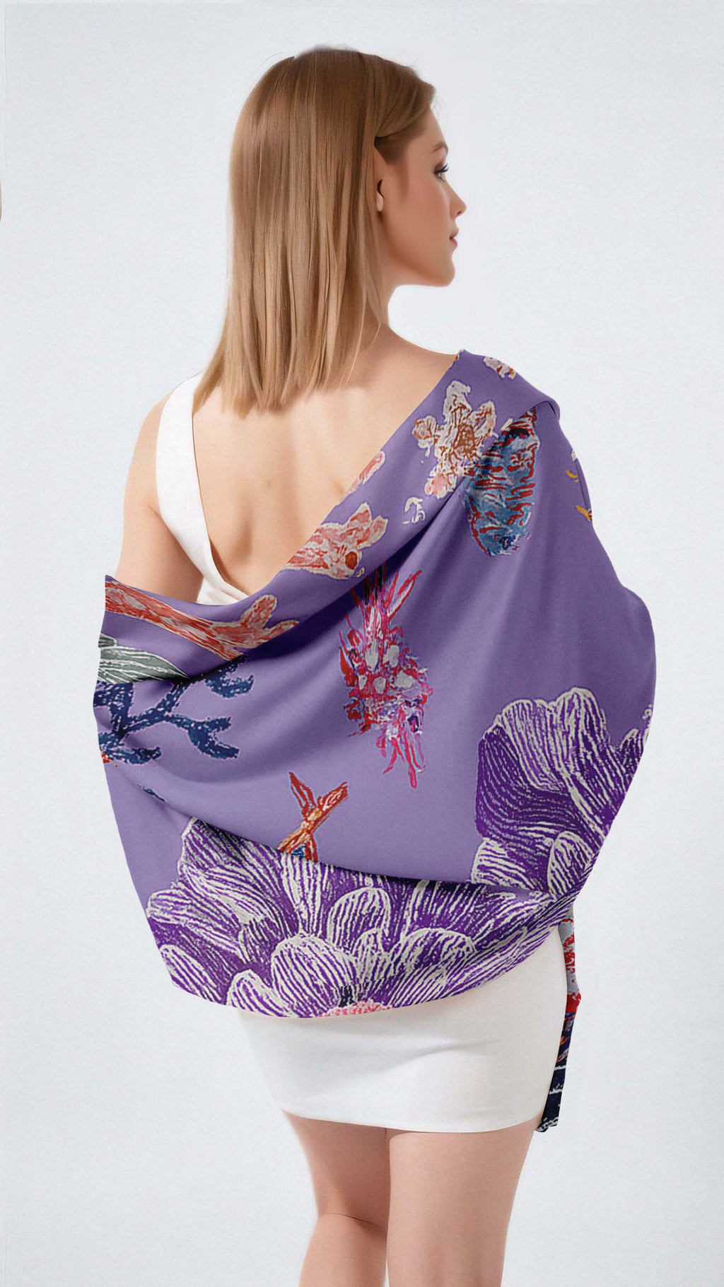 DRAGON BLOOM FANTASIA SILK LONG LADIES SCARF
