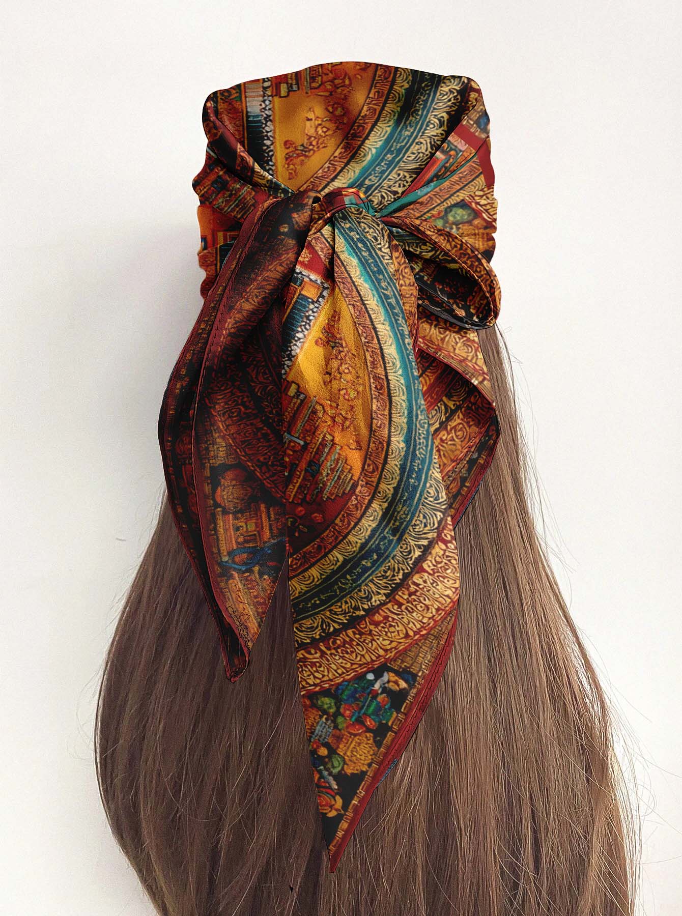 SACRED DHARMA MANDALA SILK HEAD SCARF