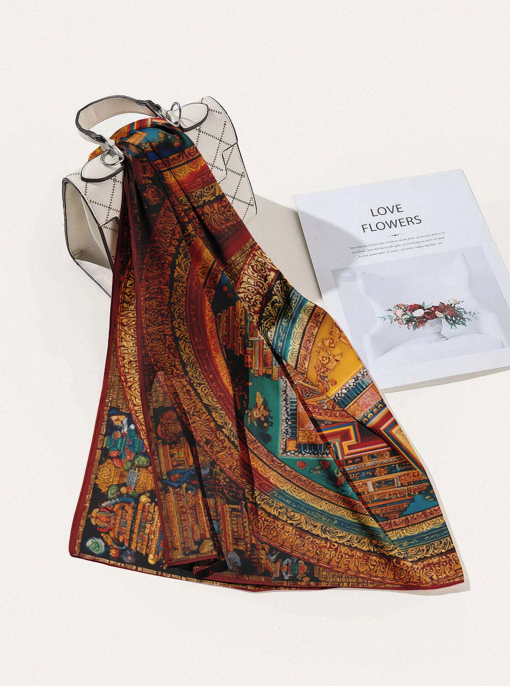 SACRED DHARMA MANDALA SILK HEAD SCARF