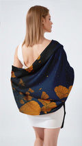 MIDNIGHT BUTTERFLY MEADOW SILK LONG LADIES SCARF