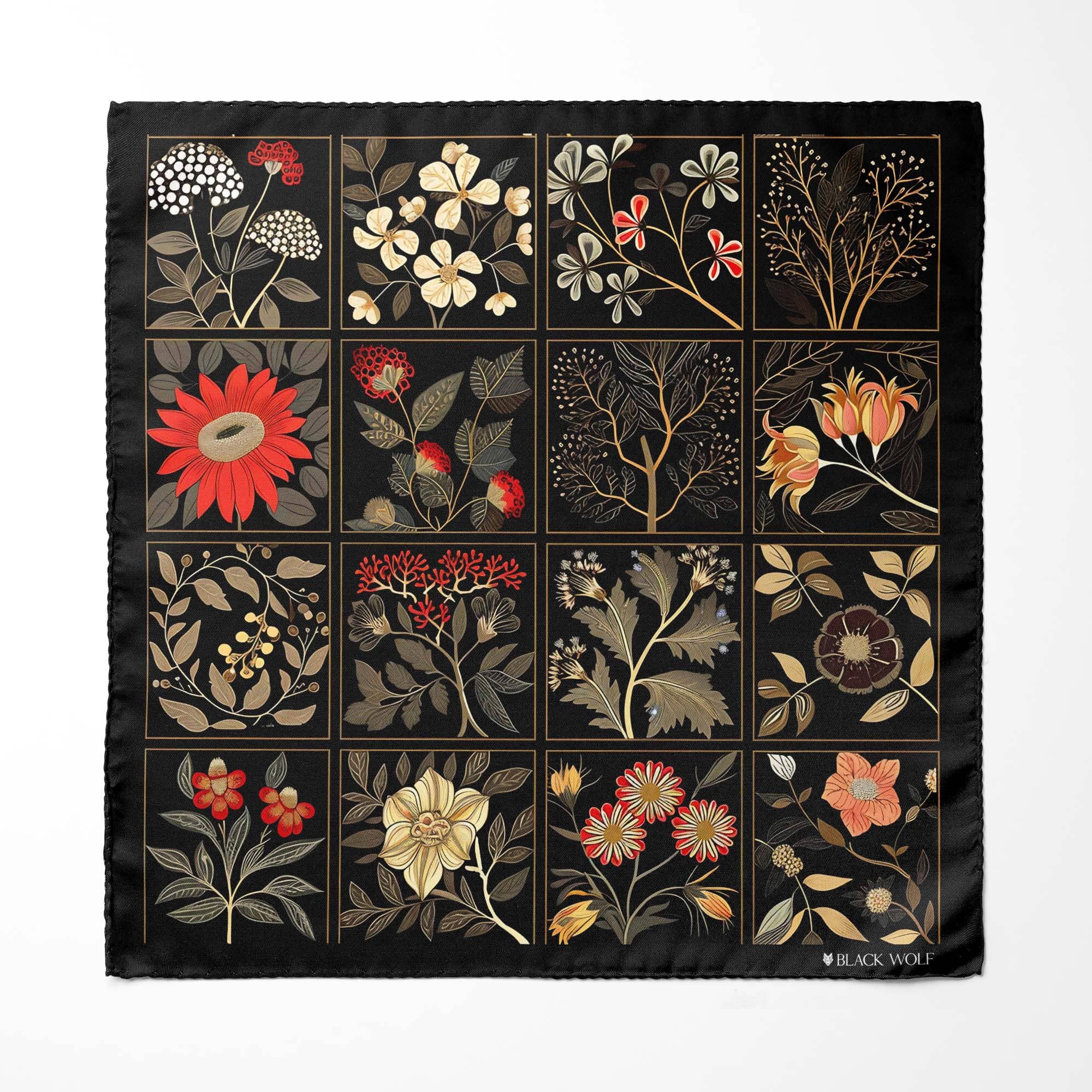 ORGANIC DARK FLORAL SILK ASCOT – PREMIUM COLLECTION