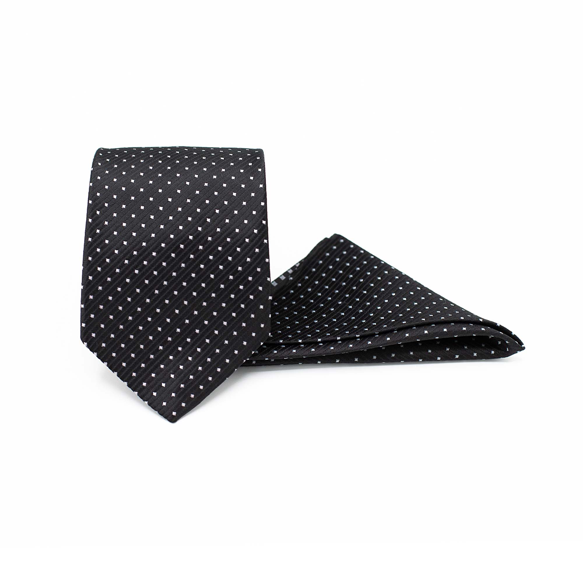 TIMELESS BLACK TIE AND POCKET SQUARE SET