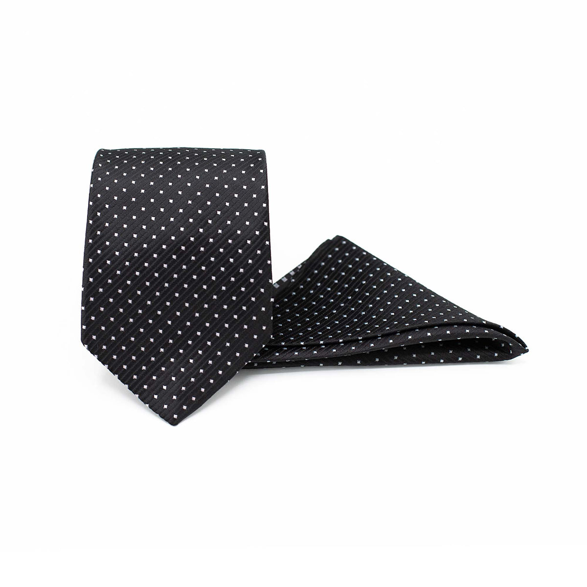 TIMELESS BLACK TIE AND POCKET SQUARE SET
