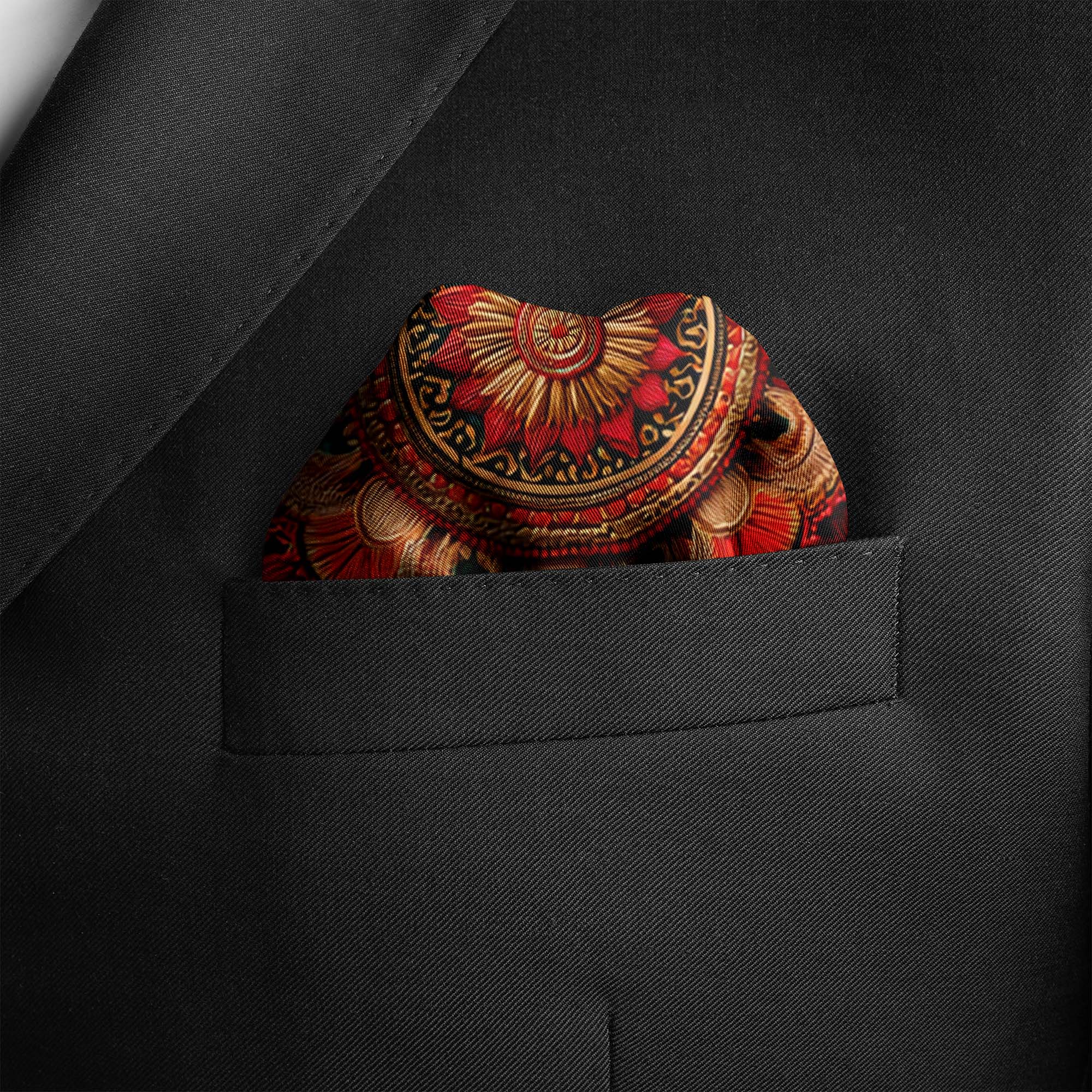 CUADROS MANDALA SILK POCKET SQUARE