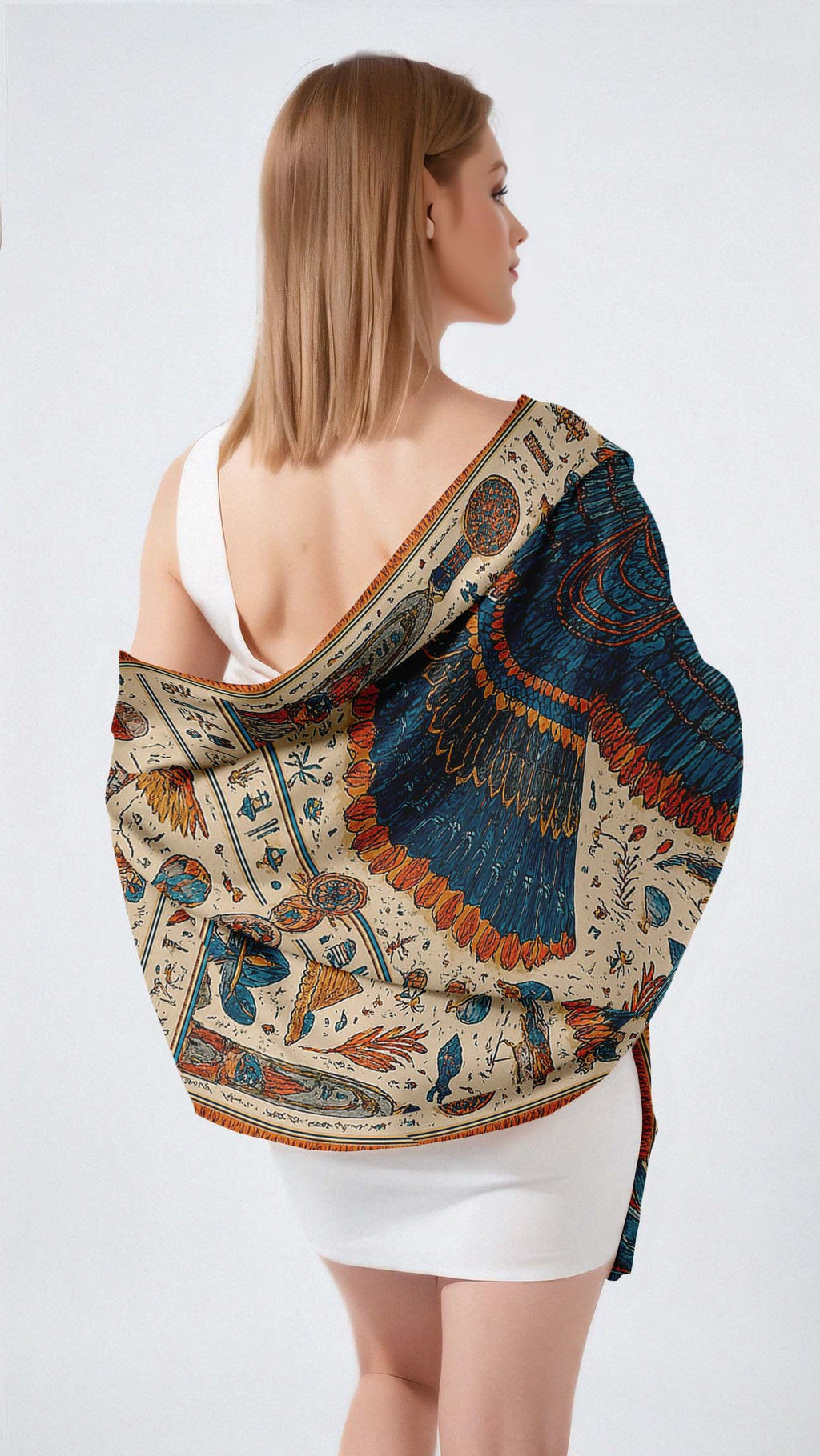 EGYPTIAN EAGLE SILK LONG LADIES SCARF