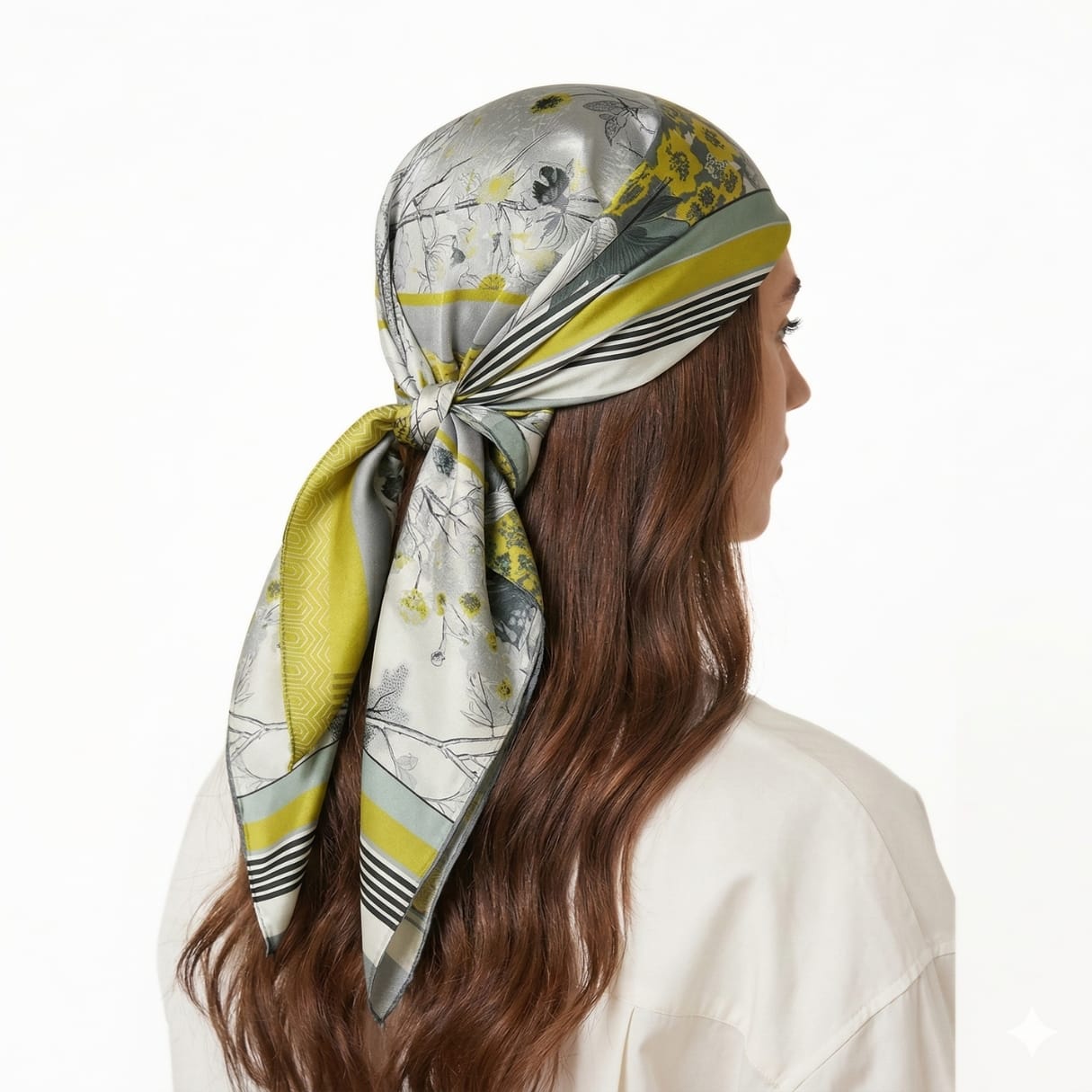 CONTEMPORARY GARDEN MIX SILK HEAD SCARF