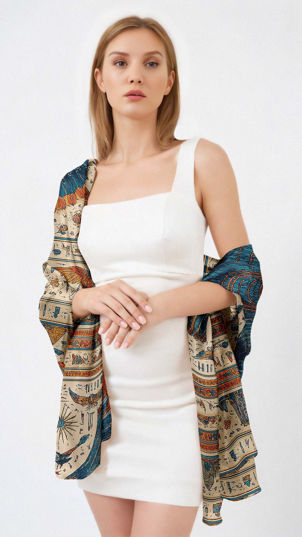 EGYPTIAN EAGLE SILK LONG LADIES SCARF