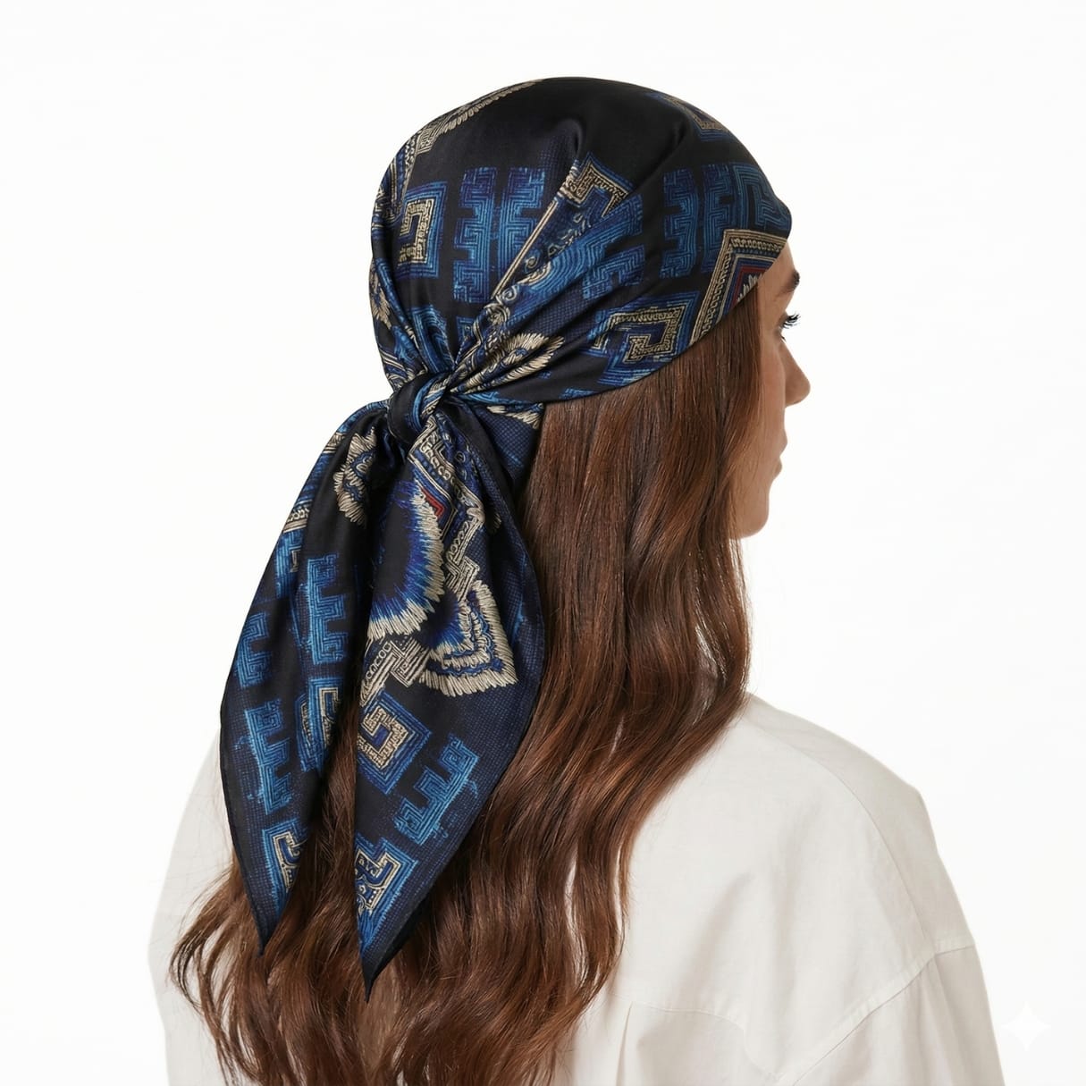 ROYAL INDIGO SILK HEAD SCARF