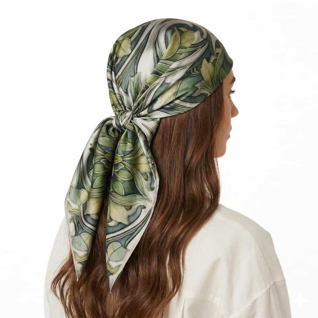 BOTANICAL EMBRACE SILK HEAD SCARF