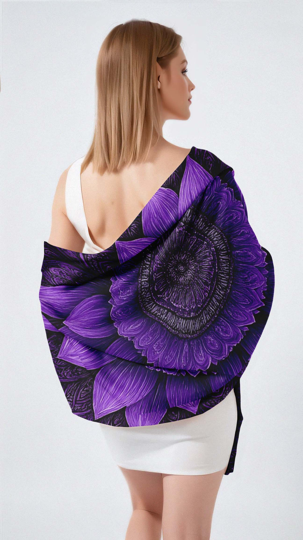 ELEGANT LAVENDER SILK LONG LADIES SCARF