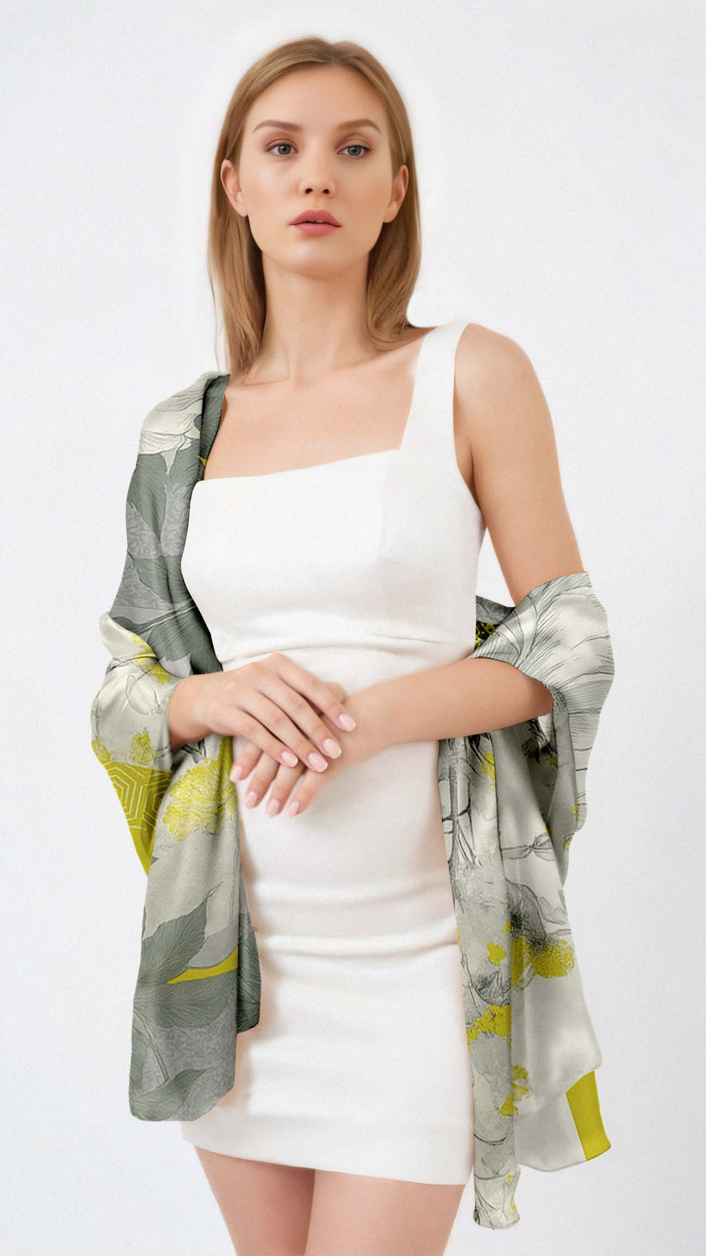 CONTEMPORARY GARDEN MIX SILK LONG LADIES SCARF