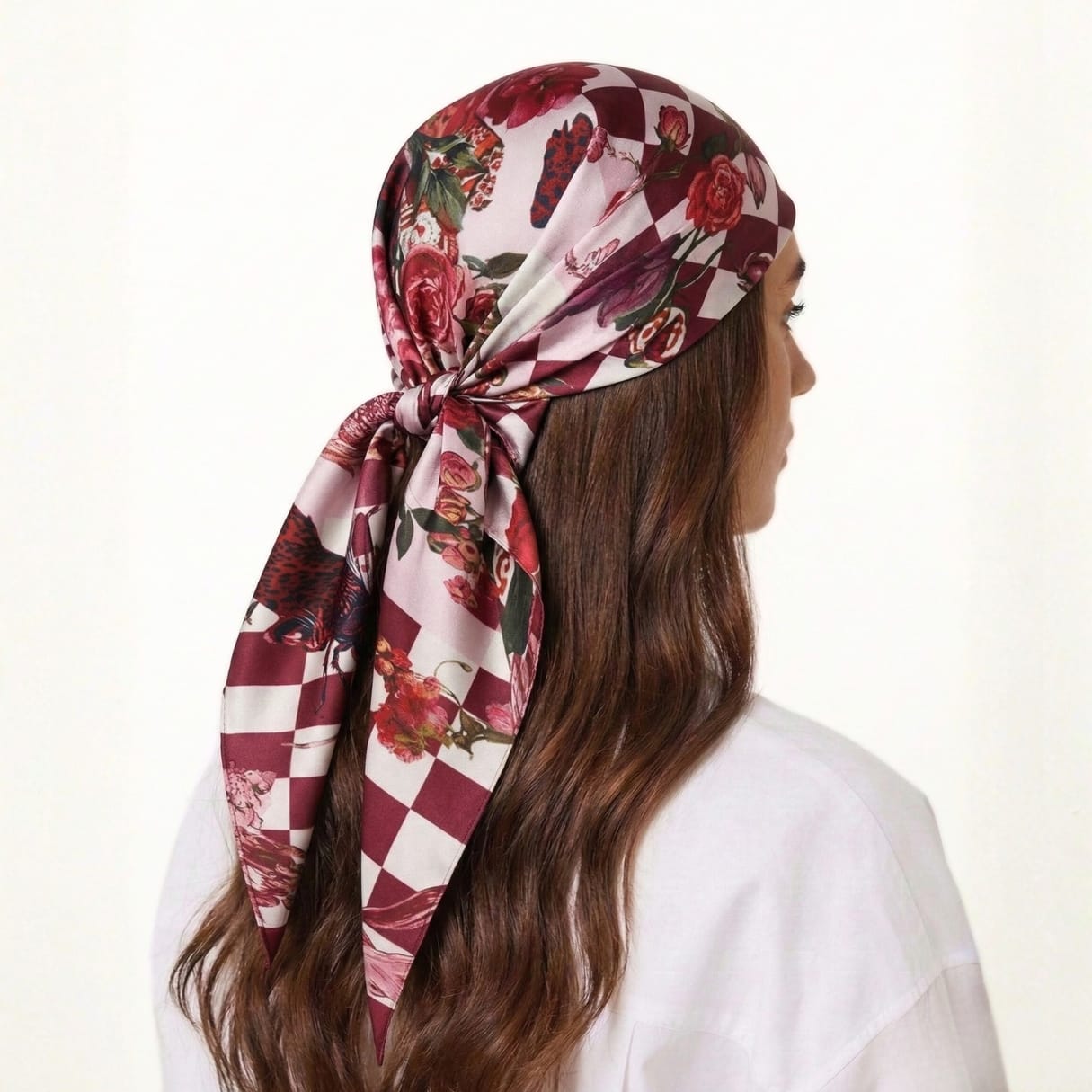 CRIMSON SILK HEAD SCARF