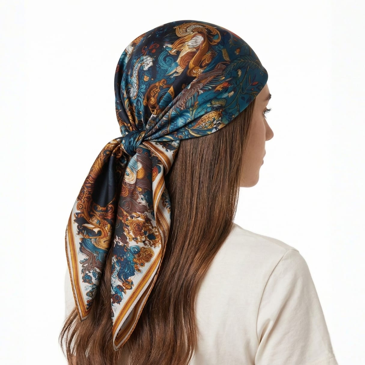 REGAL CELESTIAL DRAGON SILK HEAD SCARF