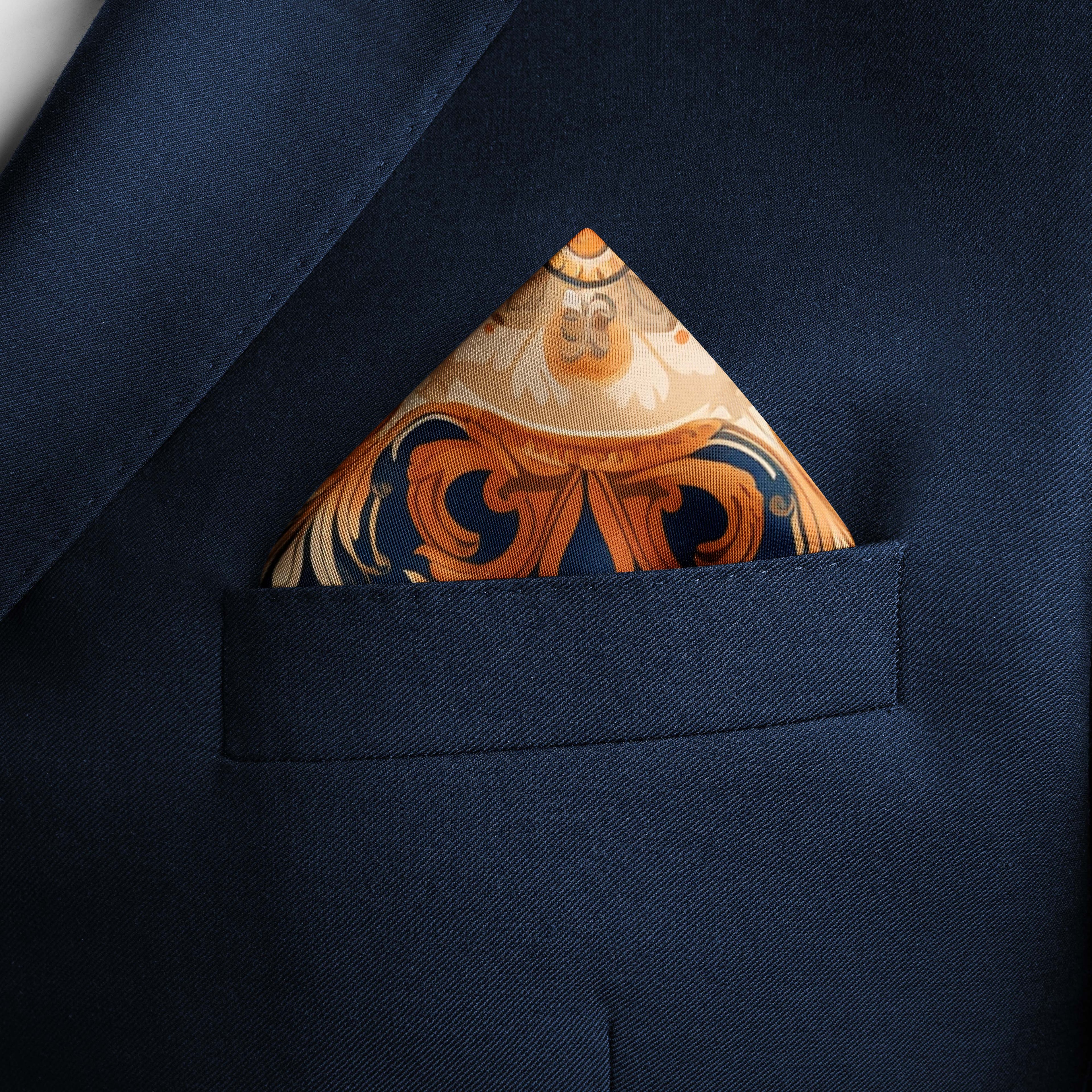 LUXURY VINTAGE SILK POCKET SQUARE