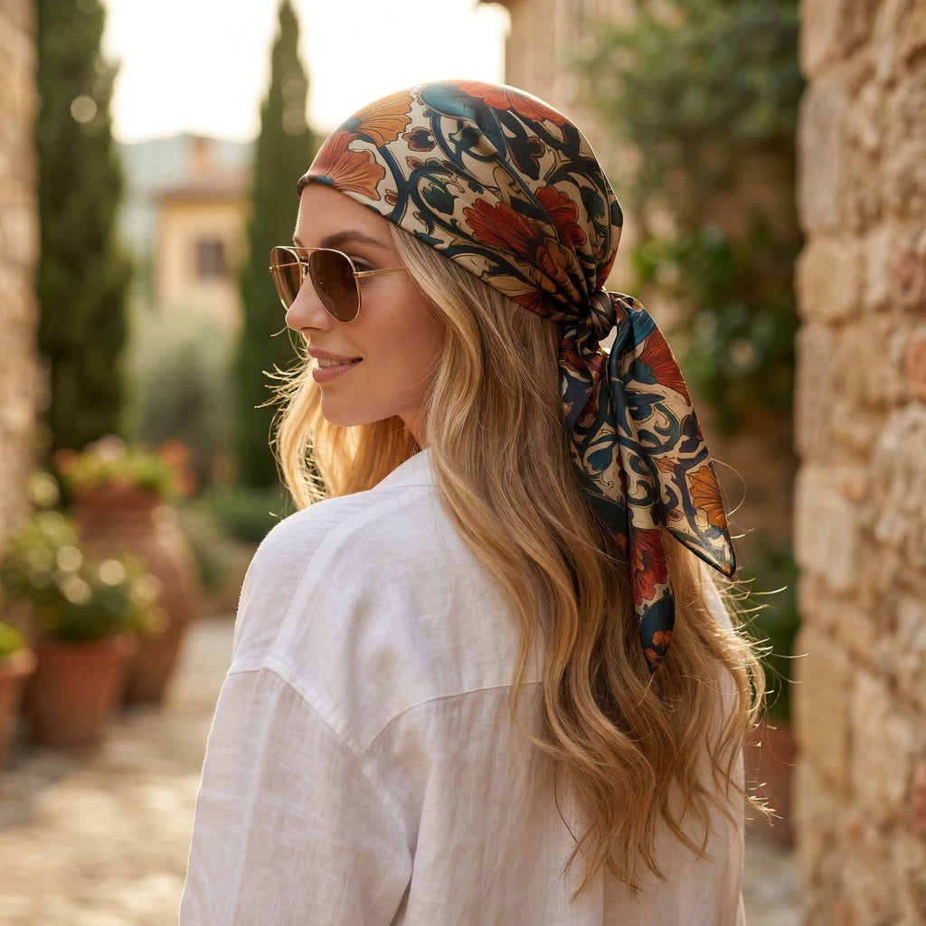 ROYAL HUMMINGBIRD SILK HEAD SCARF