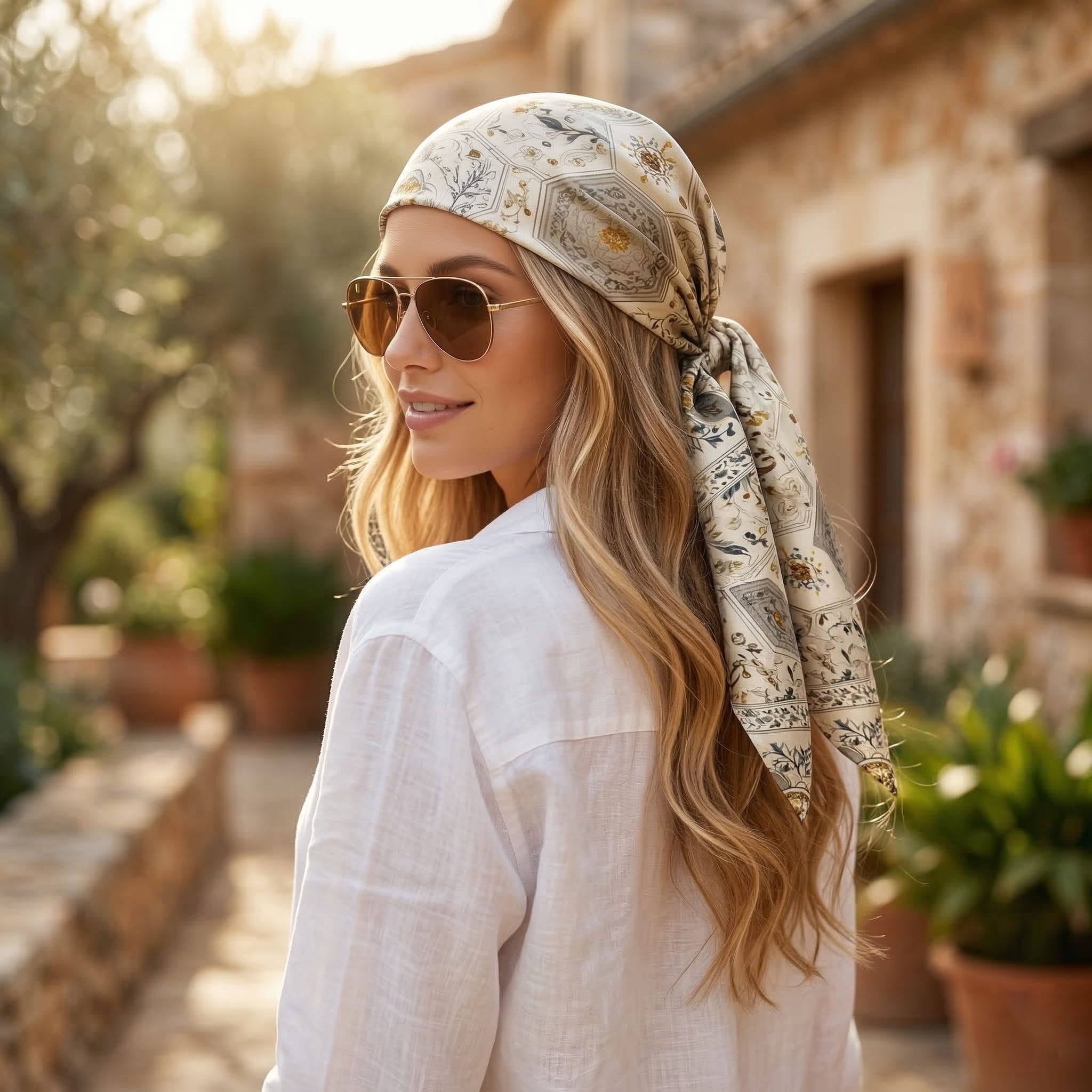 AZTEC OPULENCE SILK HEAD SCARF