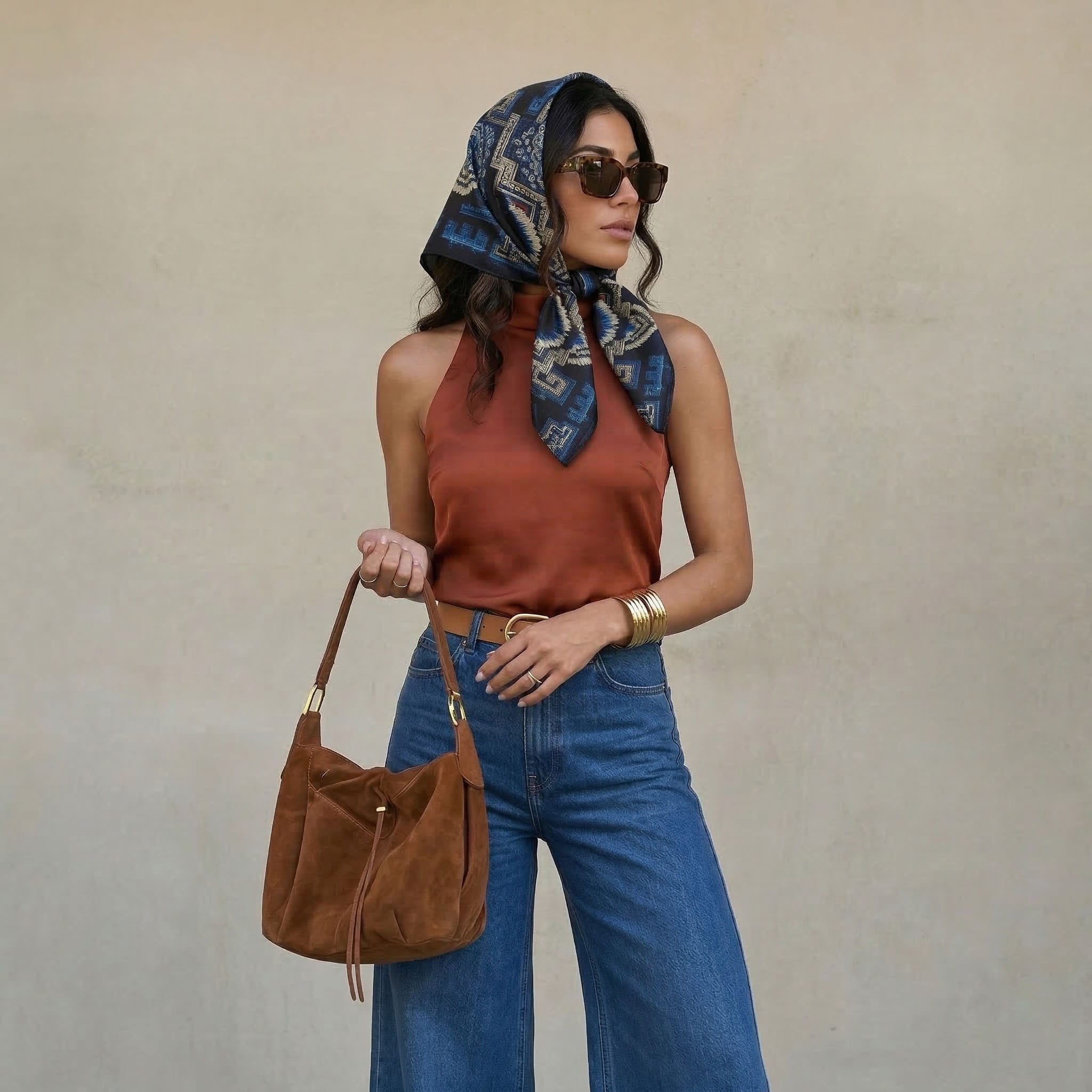 ROYAL INDIGO SILK HEAD SCARF