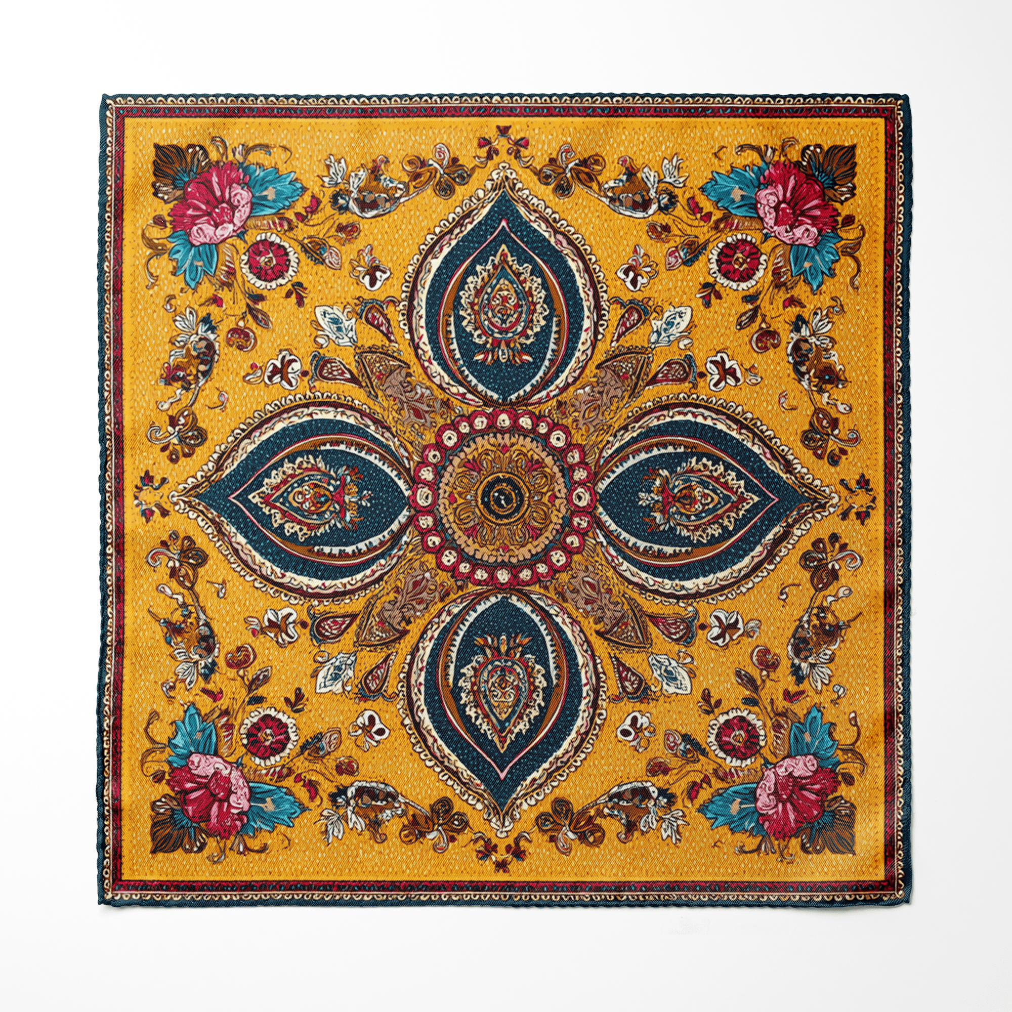 MARIGOLD BLOOM SILK ASCOT AND POCKET SQUARE SET – PREMIUM COLLECTION