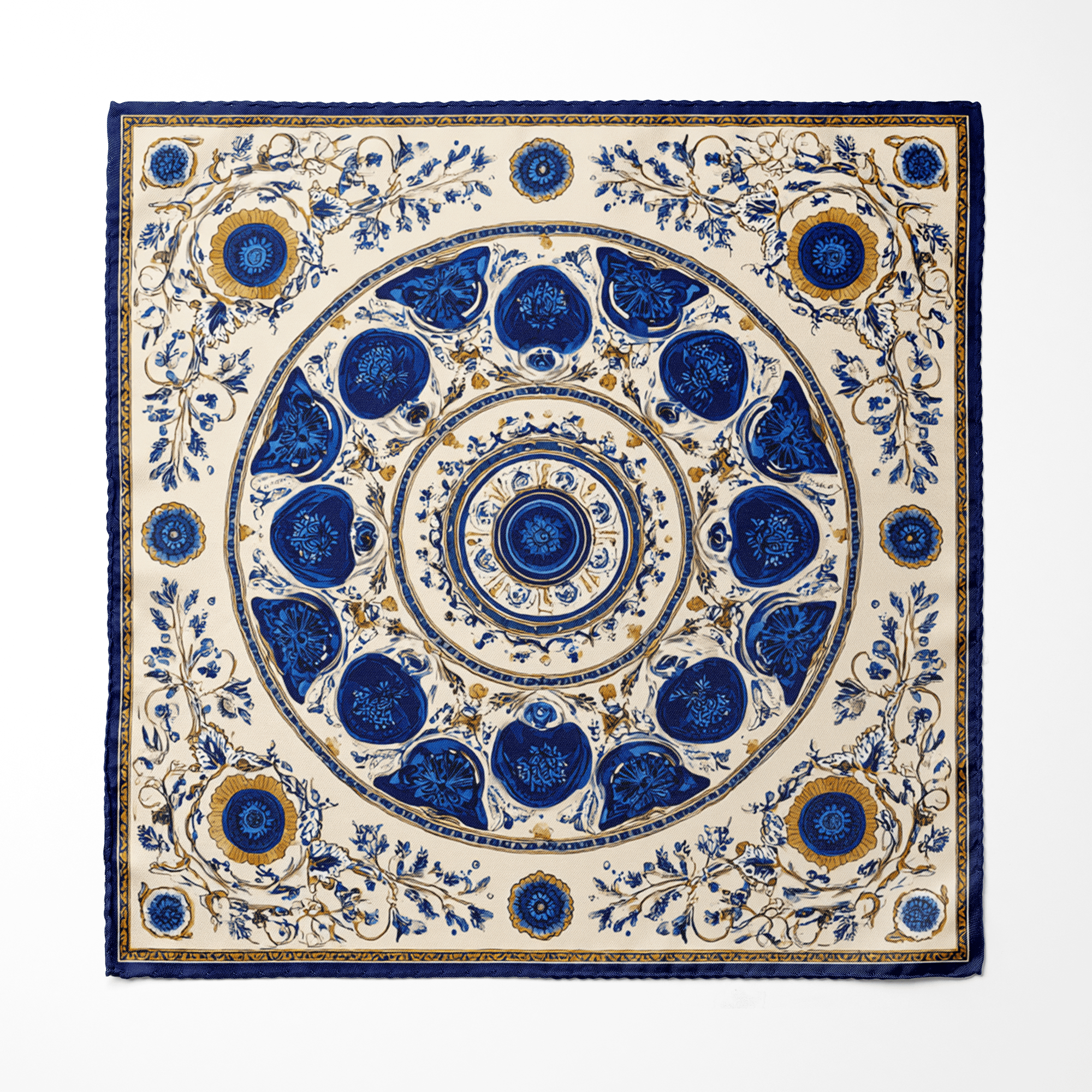 AZURE BLOOM SILK ASCOT AND POCKET SQUARE SET – PREMIUM COLLECTION