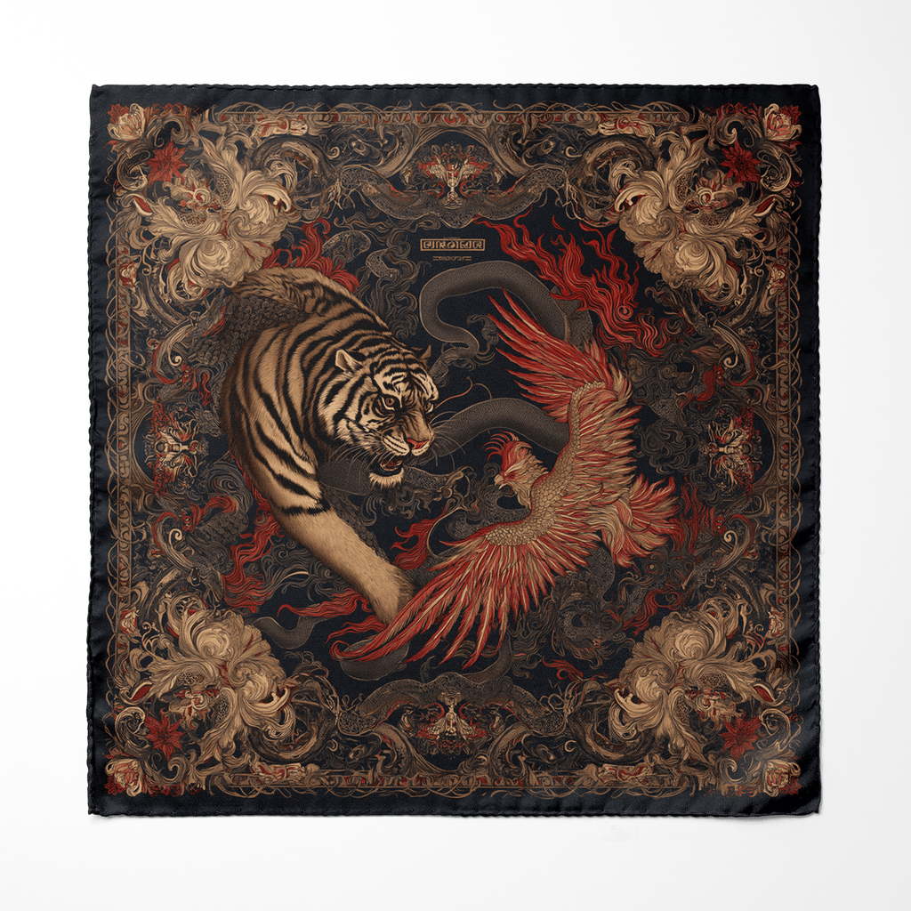 DRAVON SILK ASCOT AND POCKET SQUARE SET – PREMIUM COLLECTION