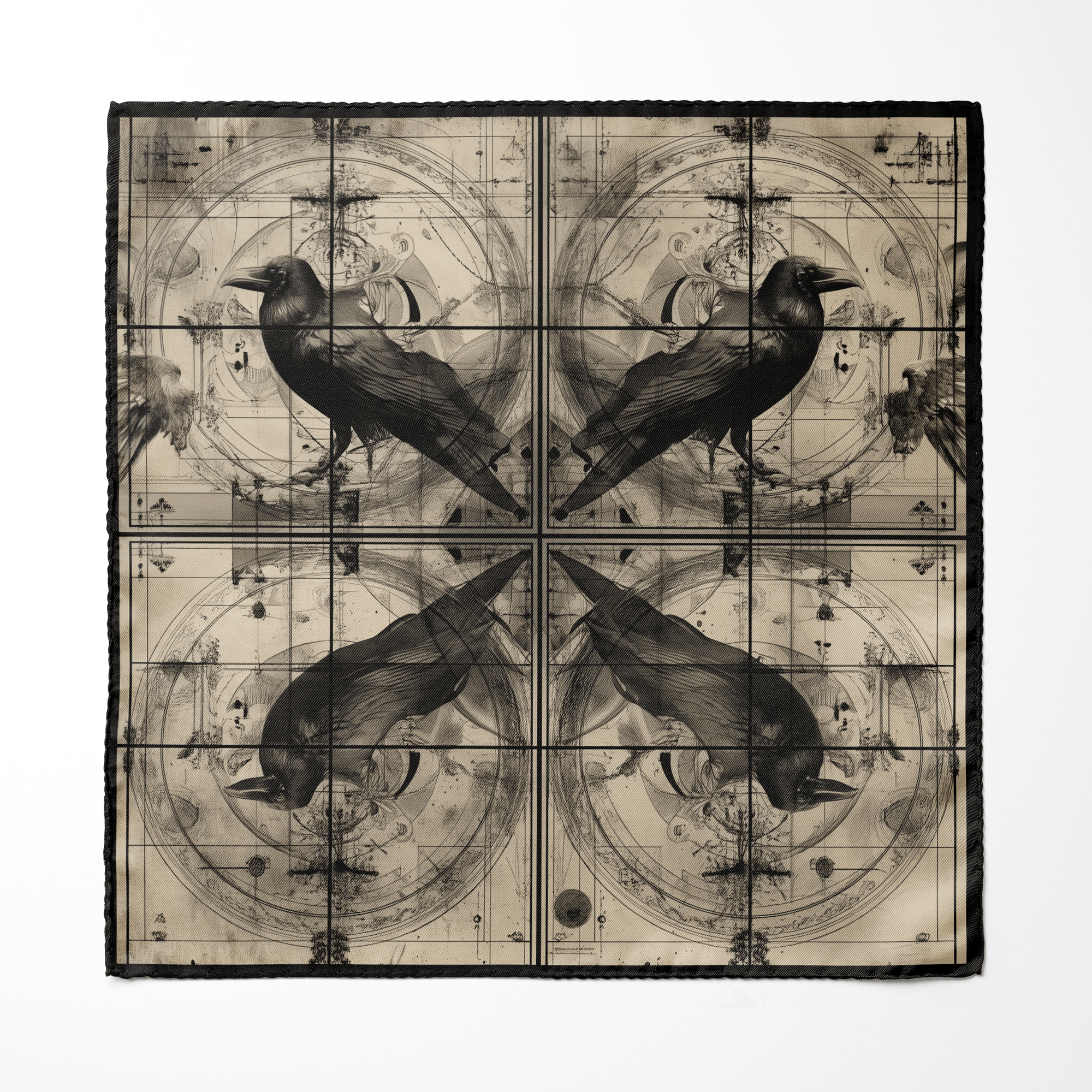 RAVEN SILK POCKET SQUARE