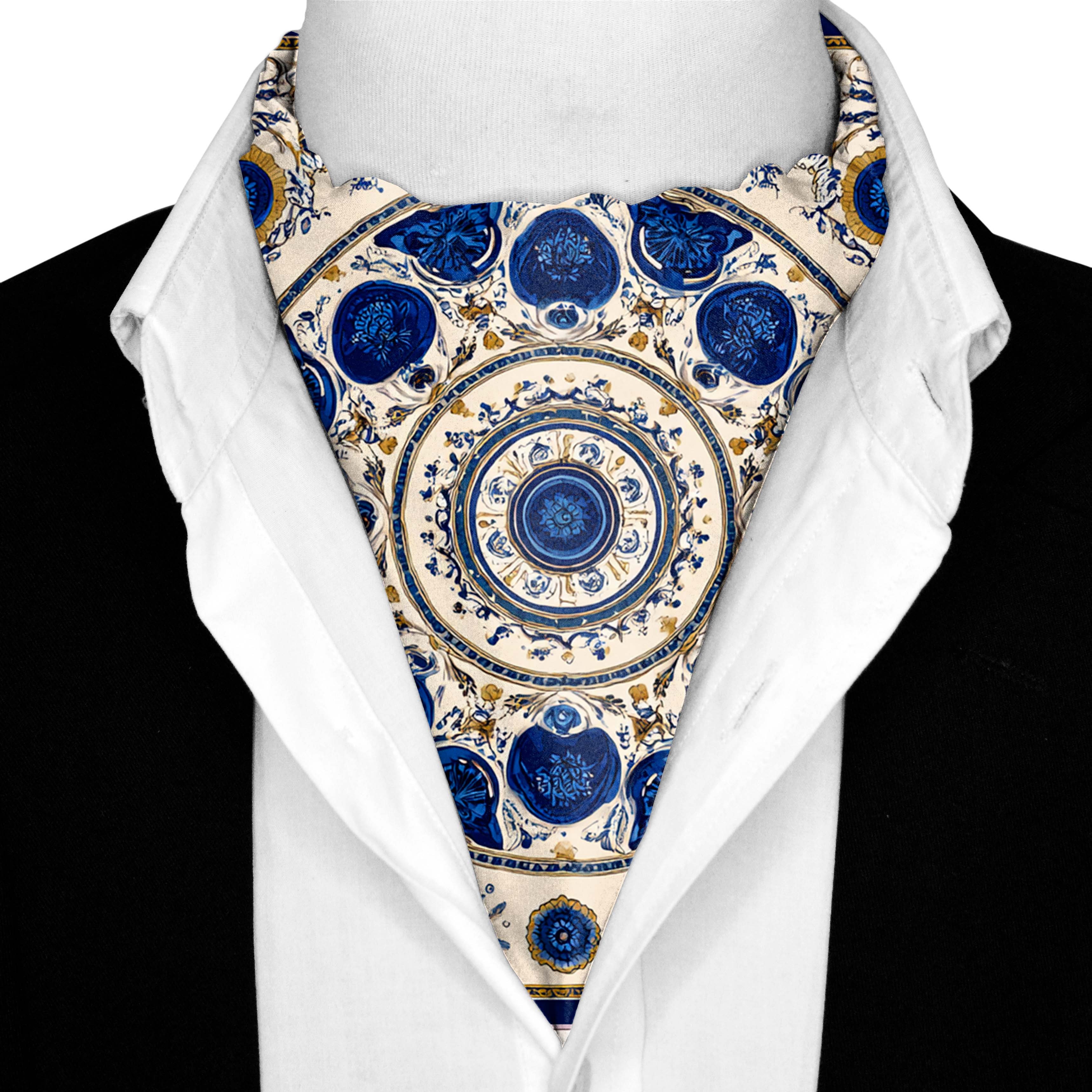 AZURE BLOOM SILK ASCOT - PREMIUM COLLECTION