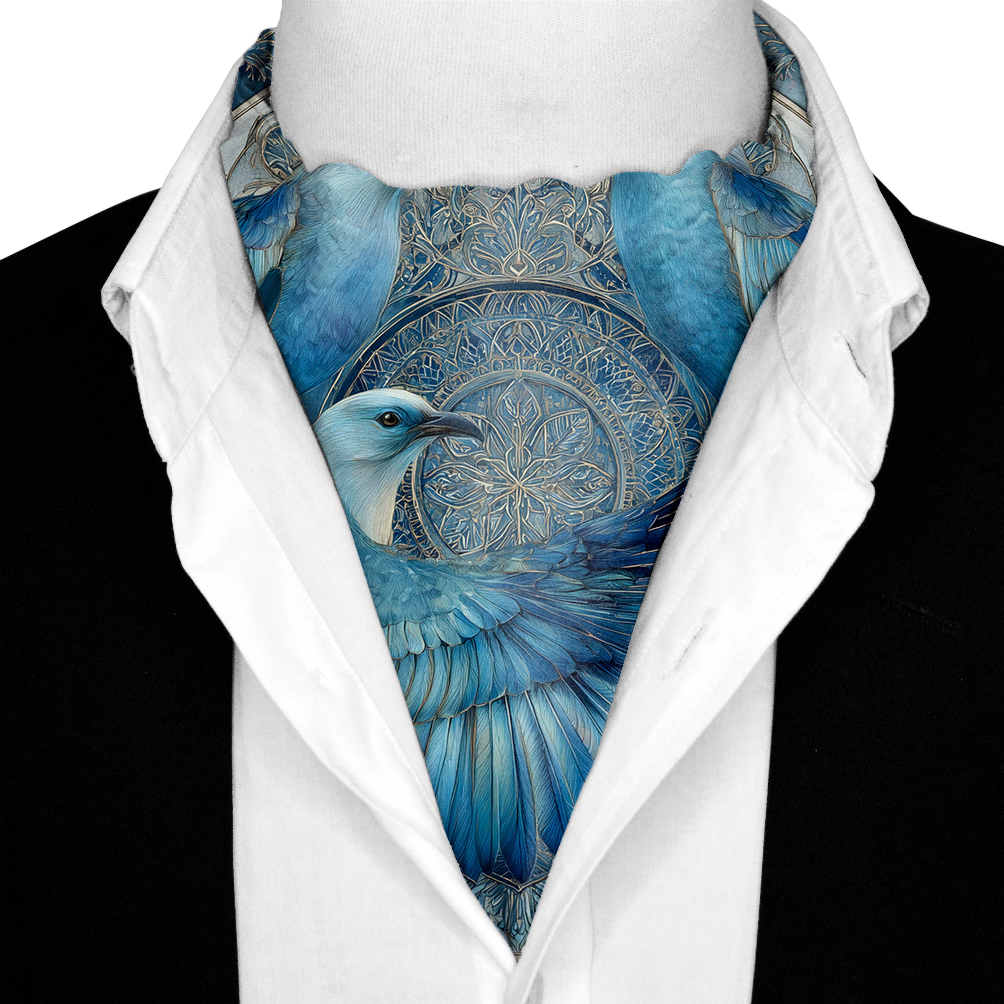 CELESTE SILK ASCOT AND POCKET SQUARE SET – PREMIUM COLLECTION