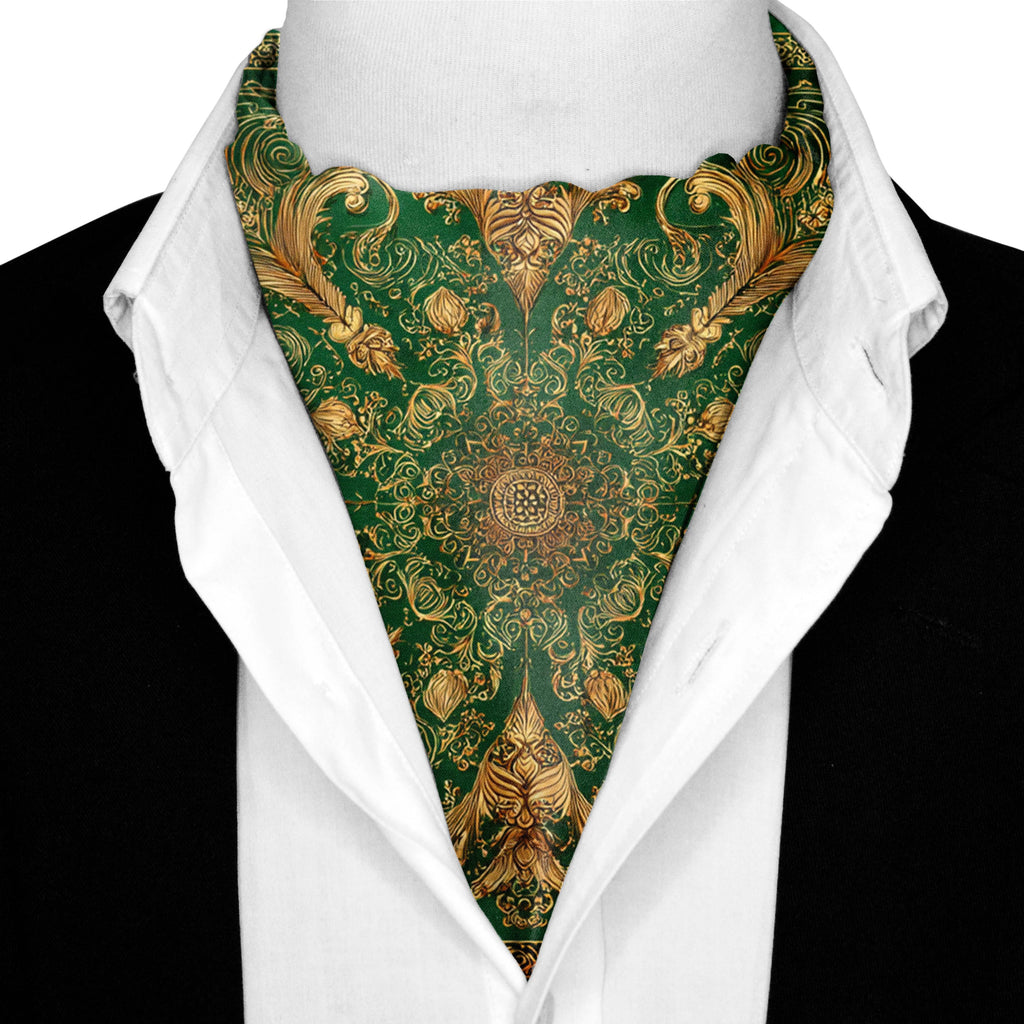 VERIDIAN SILK ASCOT AND POCKET SQUARE SET – PREMIUM COLLECTION
