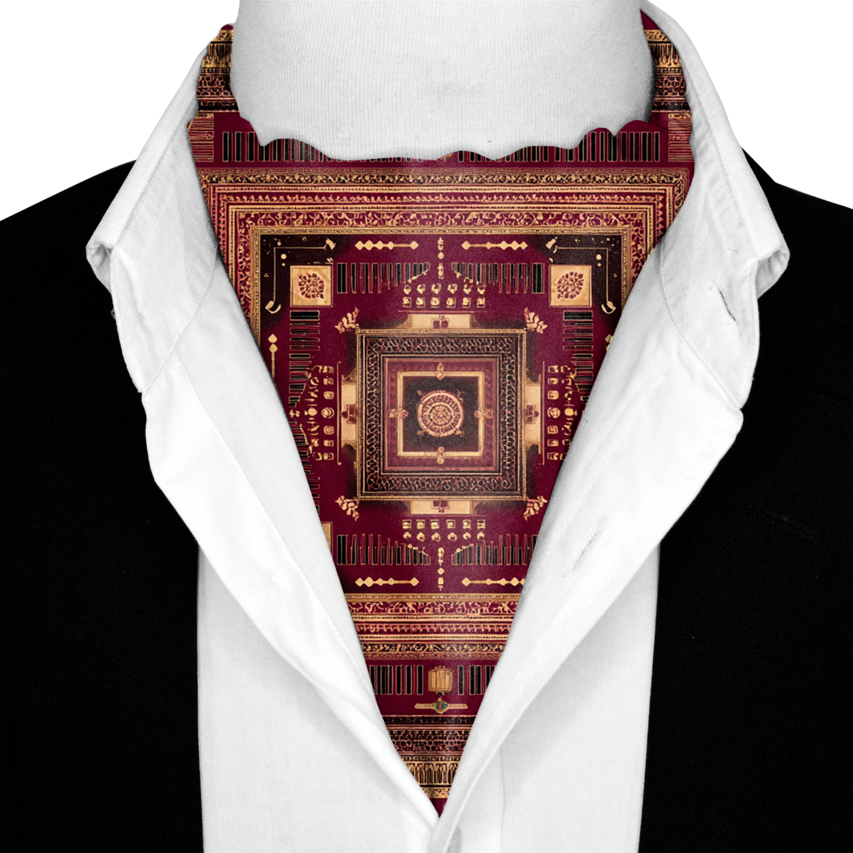 MANDALA FORT SILK ASCOT AND POCKET SQUARE SET – PREMIUM COLLECTION