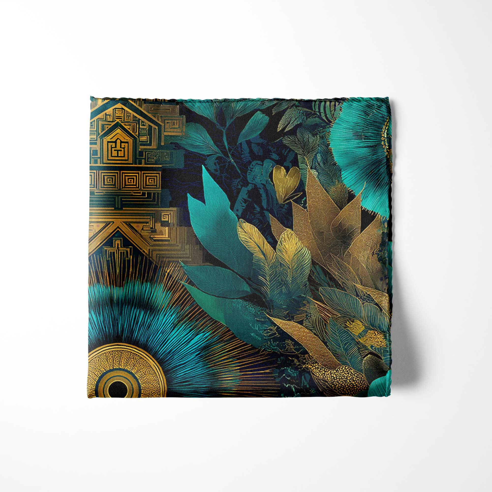 TEAL ORACLE SILK POCKET SQUARE