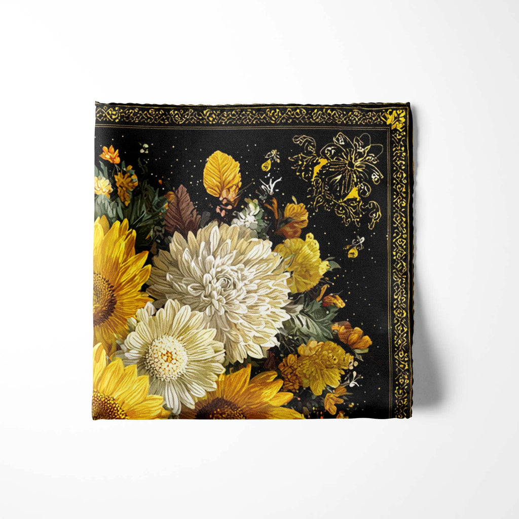MIDNIGHT SUN GARDEN SILK POCKET SQUARE