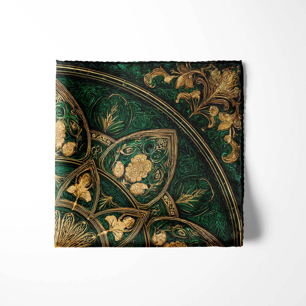 EMERALD CELESTIAL SILK POCKET SQUARE