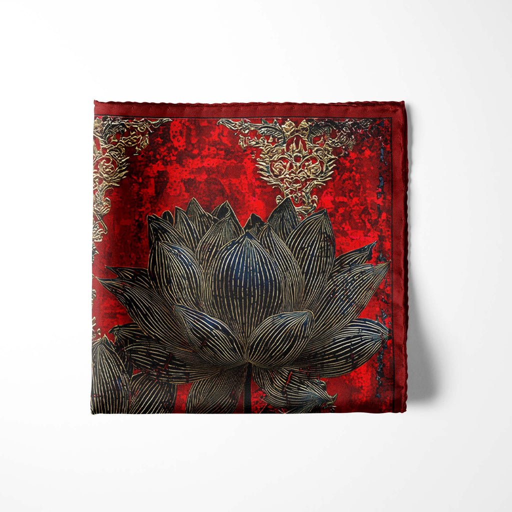 SCARLET BLOOM SILK POCKET SQUARE
