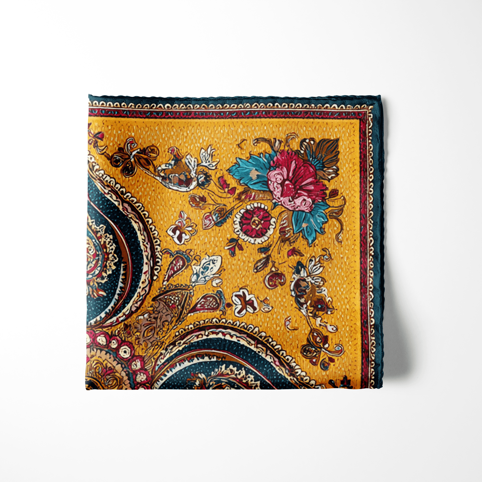 MARIGOLD BLOOM SILK POCKET SQUARE