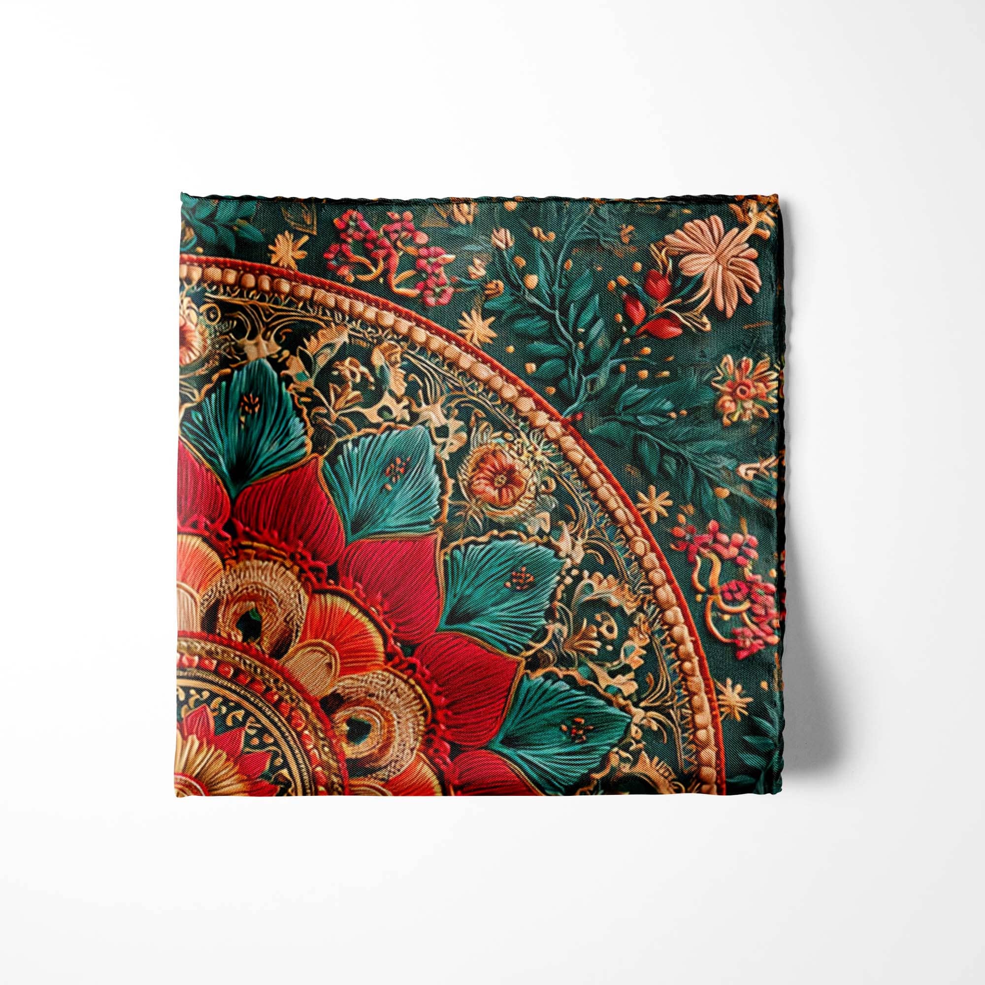 CUADROS MANDALA SILK POCKET SQUARE