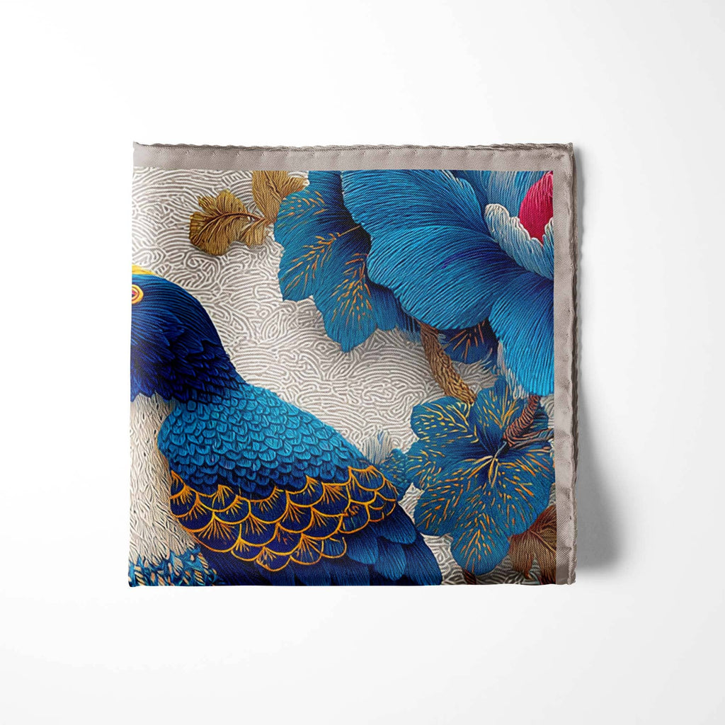 THE GILDED BIRD SILK POCKET SQUARE