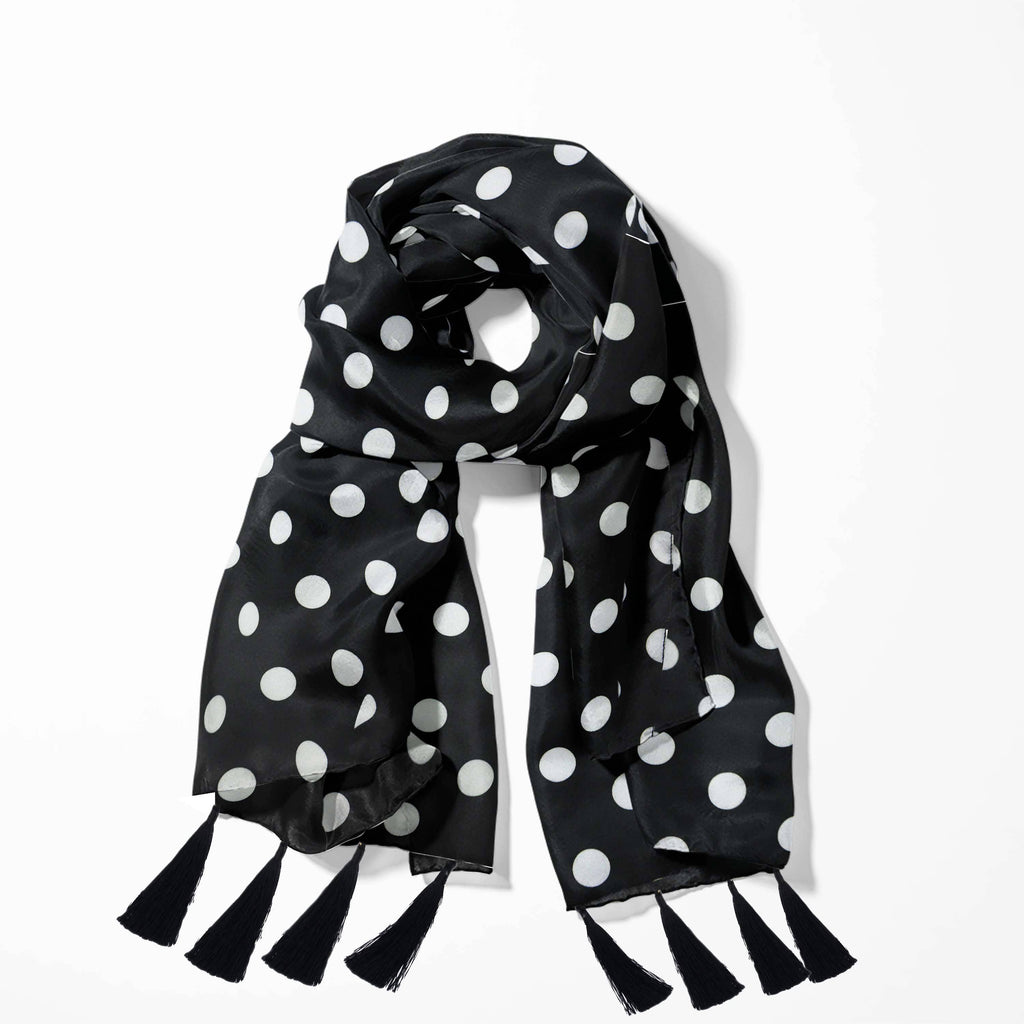 MIDDLE BLACK POLKA DOTS SCARF - PREMIUM COLLECTION