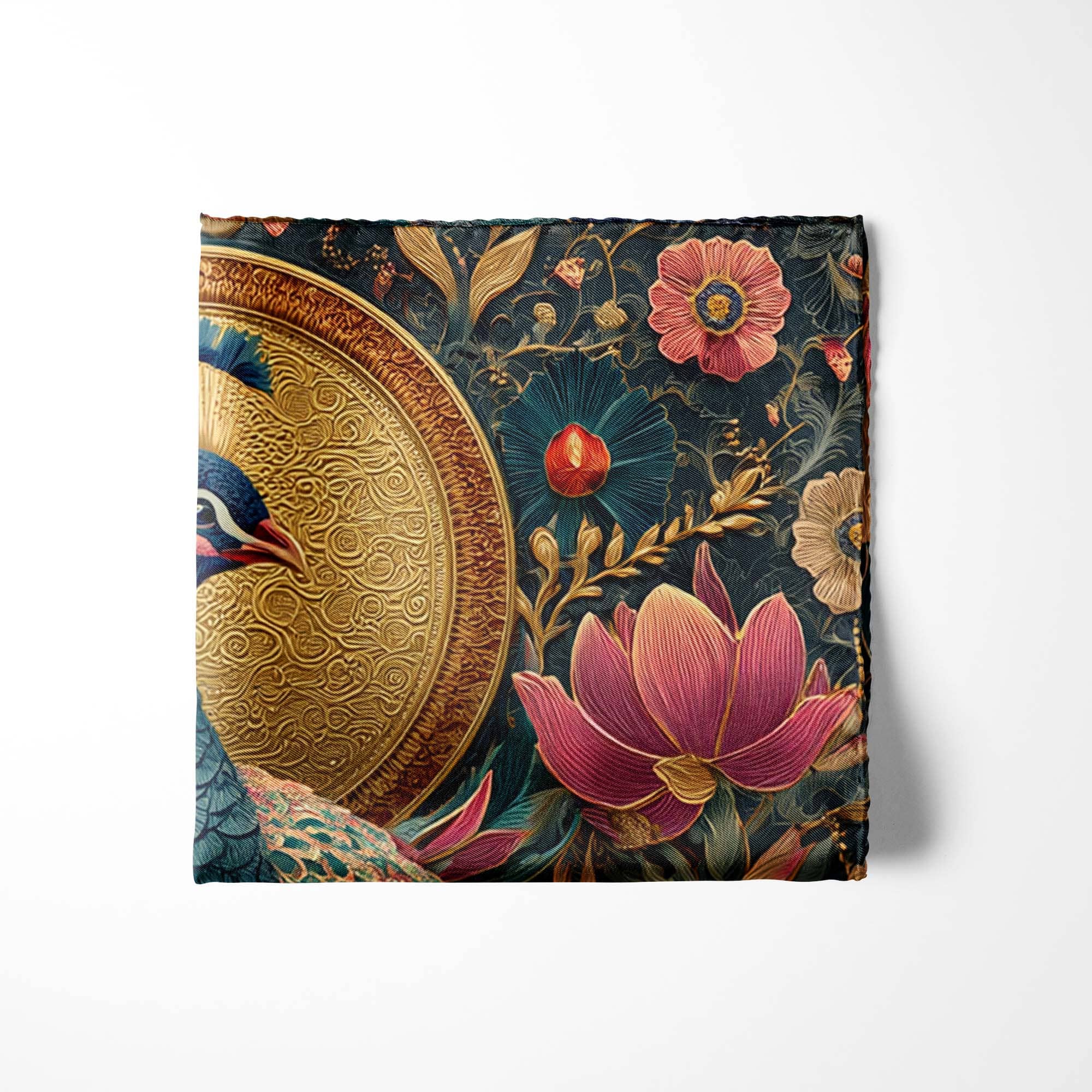 BOTANICAL ART SILK POCKET SQUARE