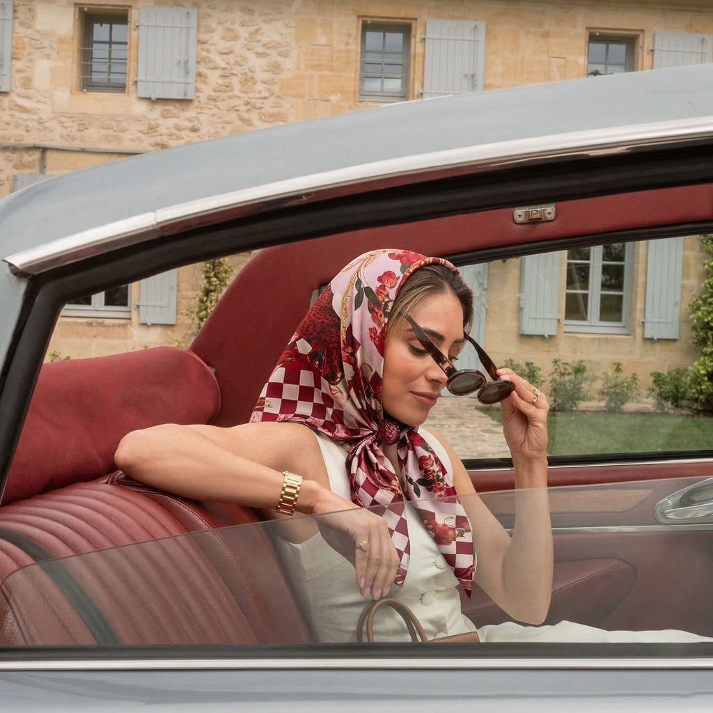 CRIMSON SILK HEAD SCARF